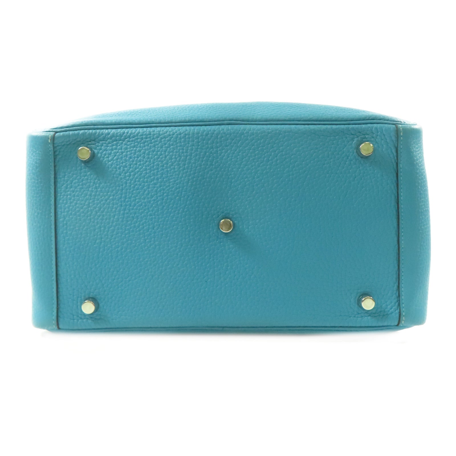 HERMES Clemence皮革Lindy 30銀扣手挽肩背兩用袋Turquoise/綠松石色