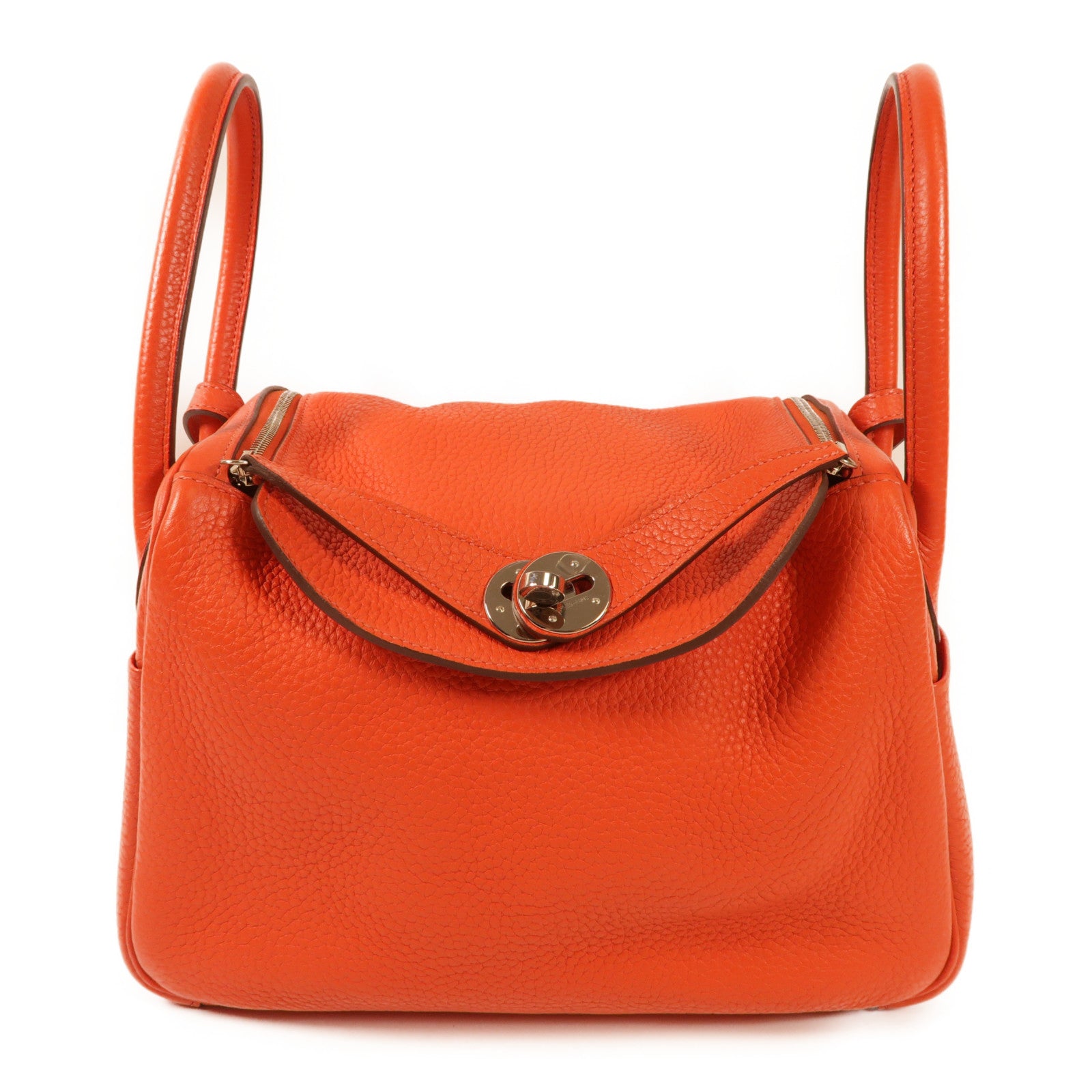 HERMES Clemence皮革Lindy 26銀扣手挽肩背兩用袋Rose Jaipur