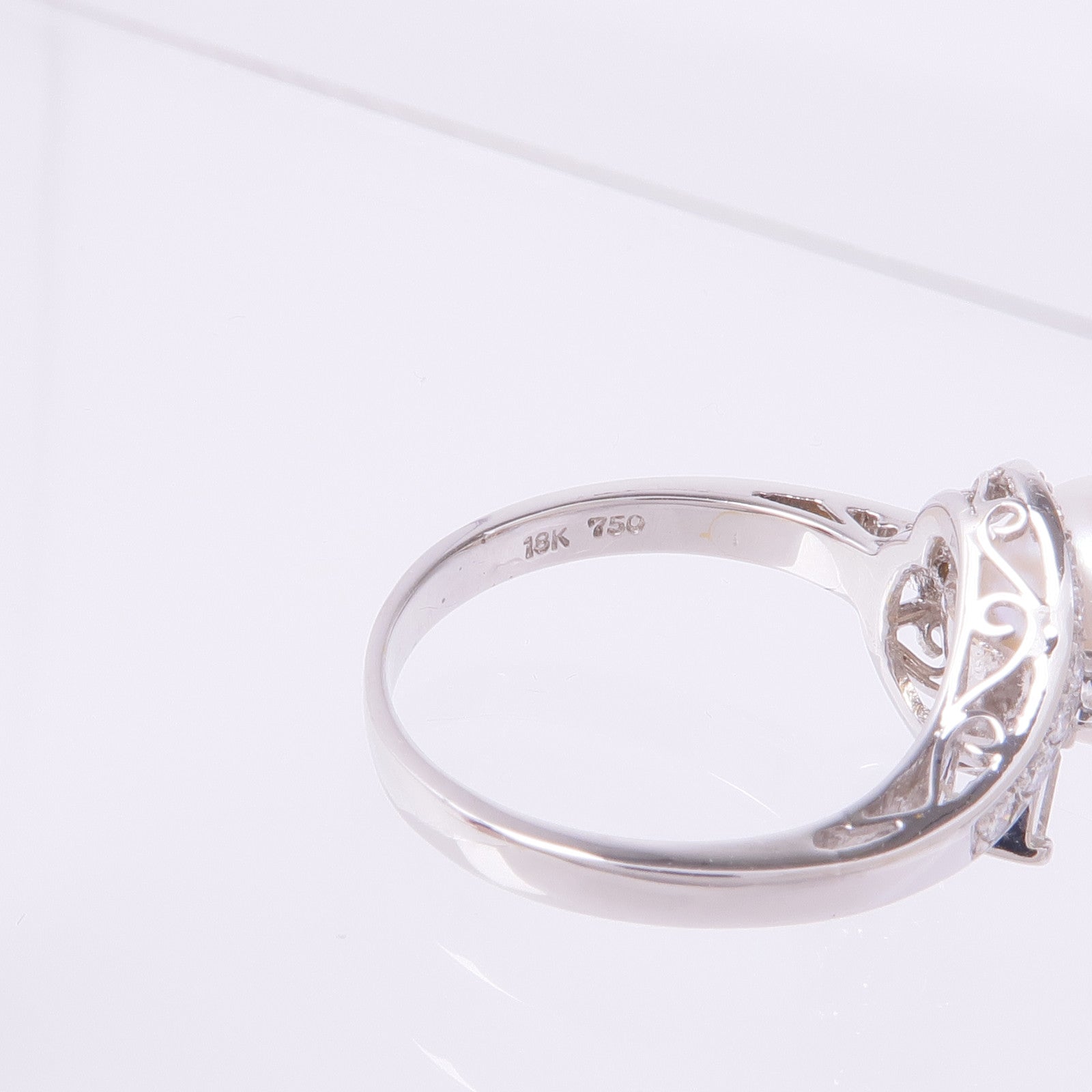 JEWELRY 18K白金Pearl Diamond Ring珍珠鑽石戒指US#6