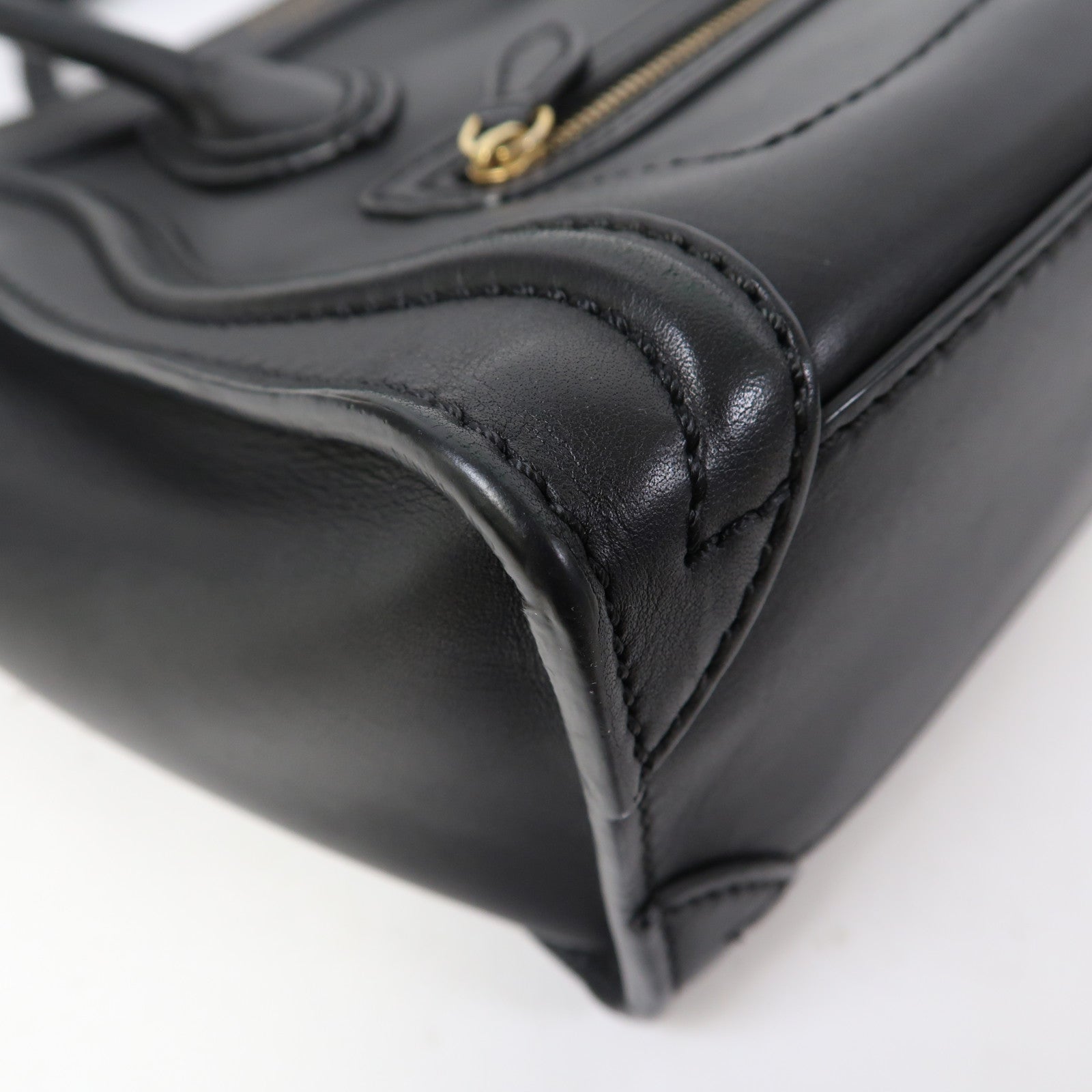 CELINE 牛皮皮革Luggage金扣手挽肩背兩用袋黑色