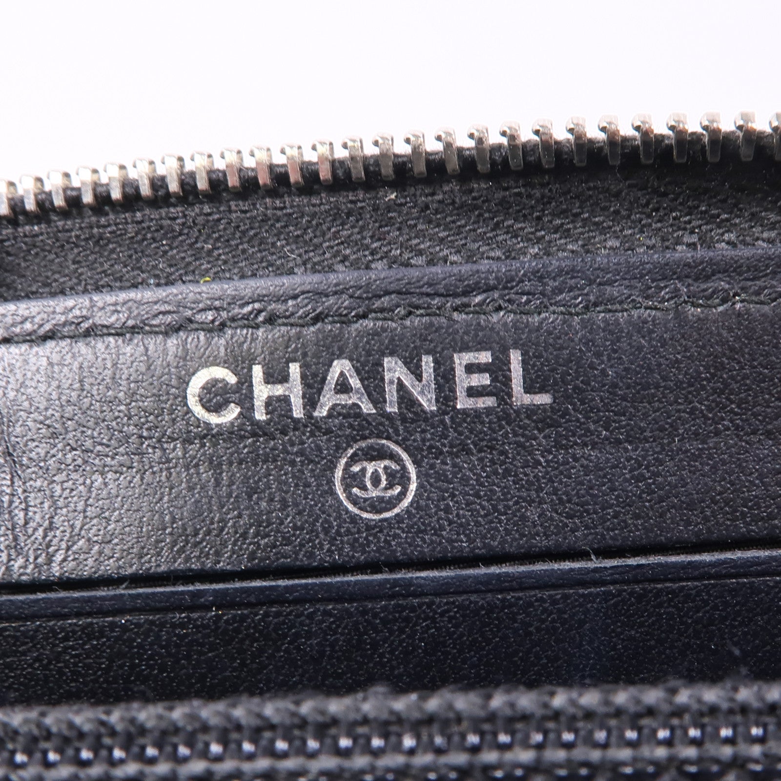 CHANEL 牛皮皮革Zipper Wallet銀扣錢包