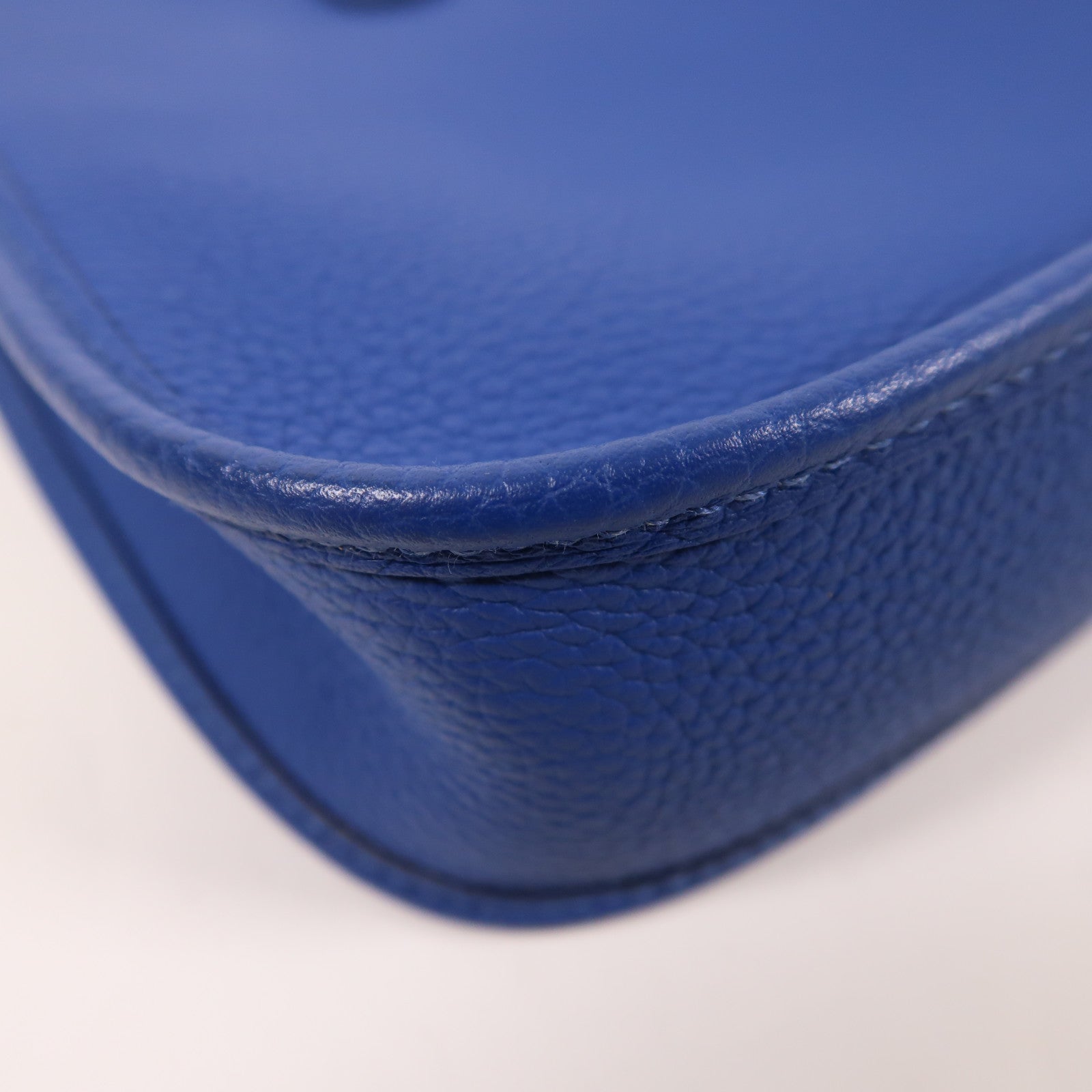 HERMES Clemence皮革Evelyne TPM銀扣肩背袋Bleu France