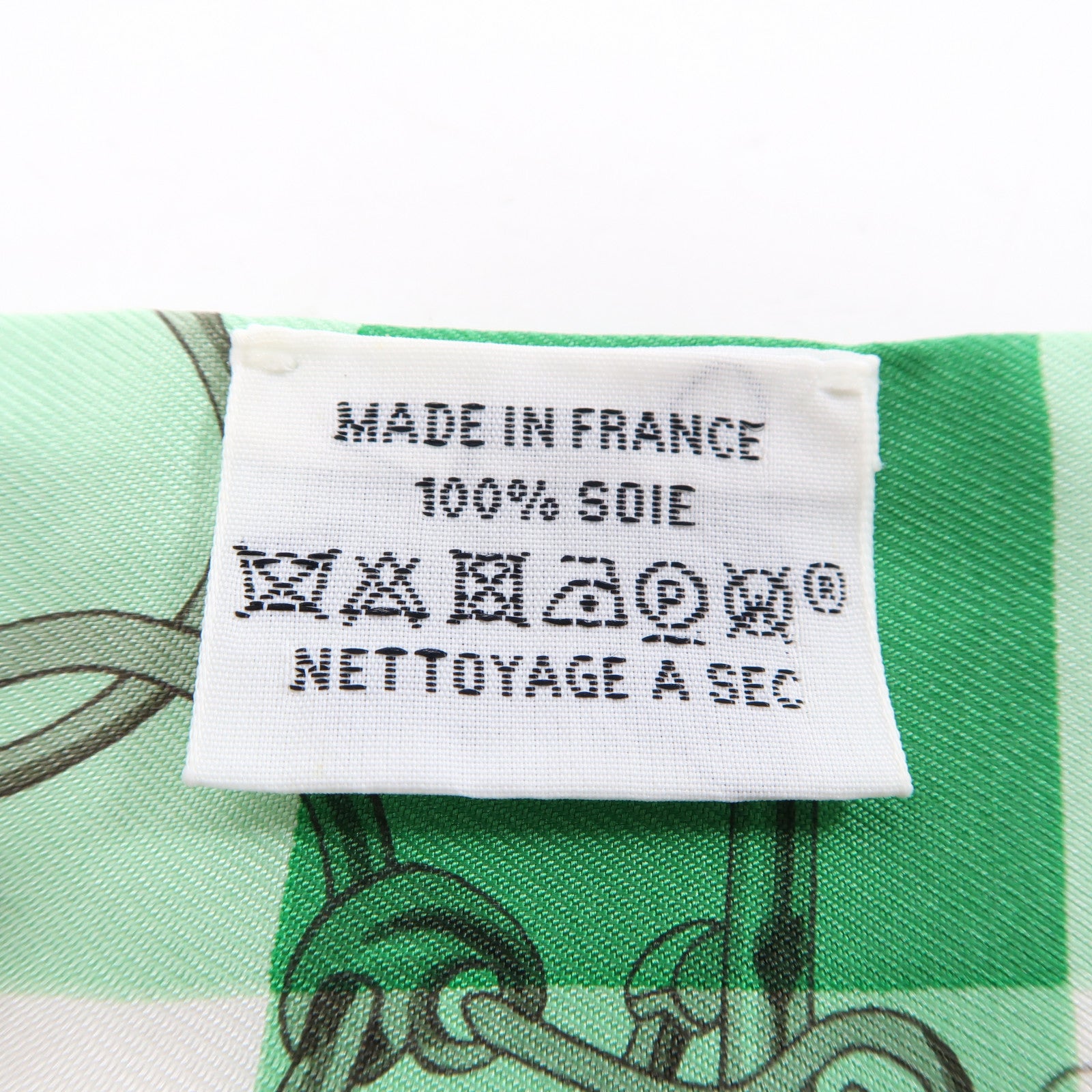 HERMES 絲質Twilly絲巾綠色/白色