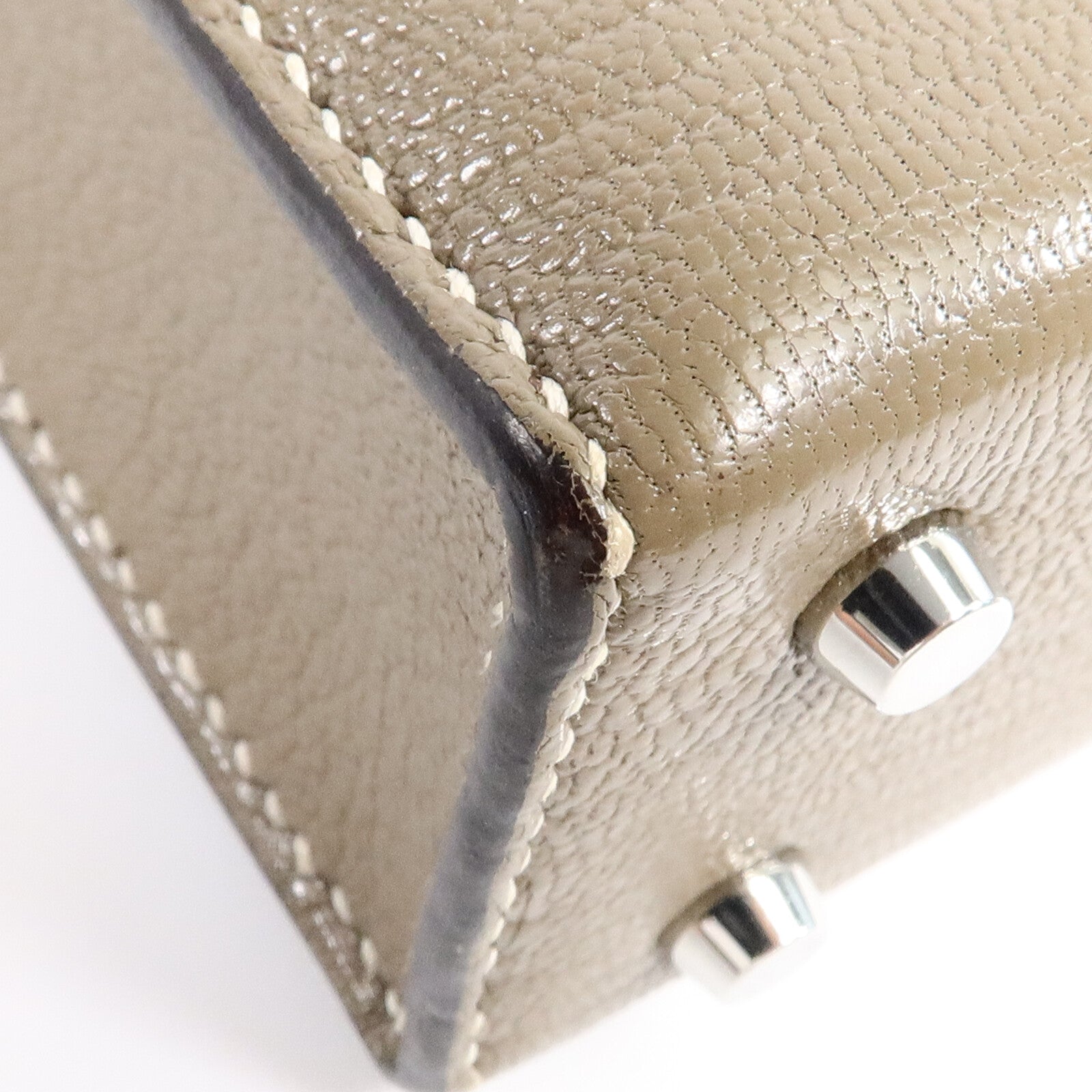 HERMES Chevre皮革Verrou Mini鏈帶肩背袋Etoupe