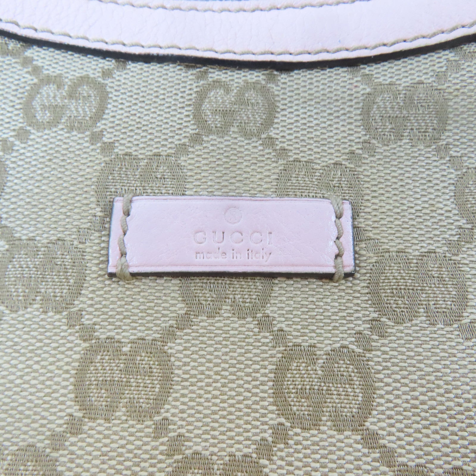 GUCCI 帆布Canvas Messenger Bag金扣肩背袋啡色/粉紅色
