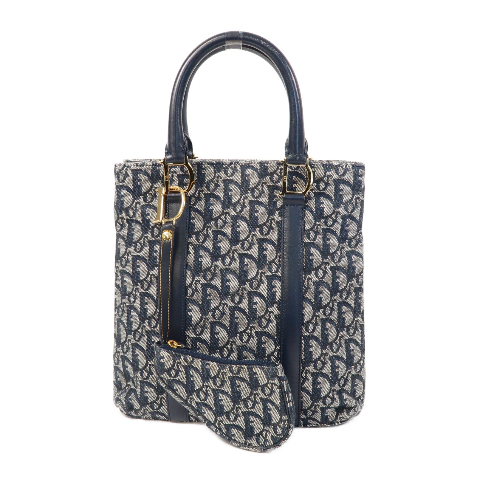 Dior 帆布Vintage Hand Bag金扣手挽袋藍色