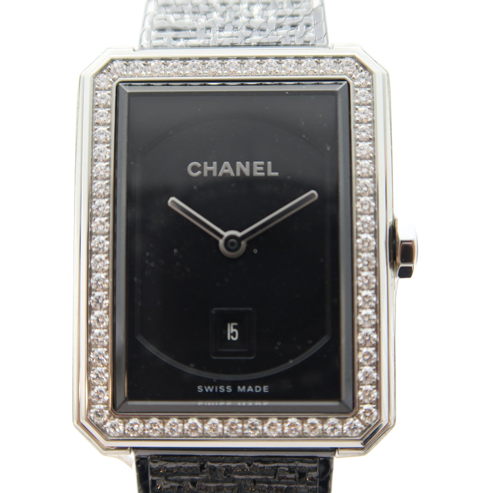 CHANEL Boy・Friend Tweed不鏽鋼手錶石英機芯黑色