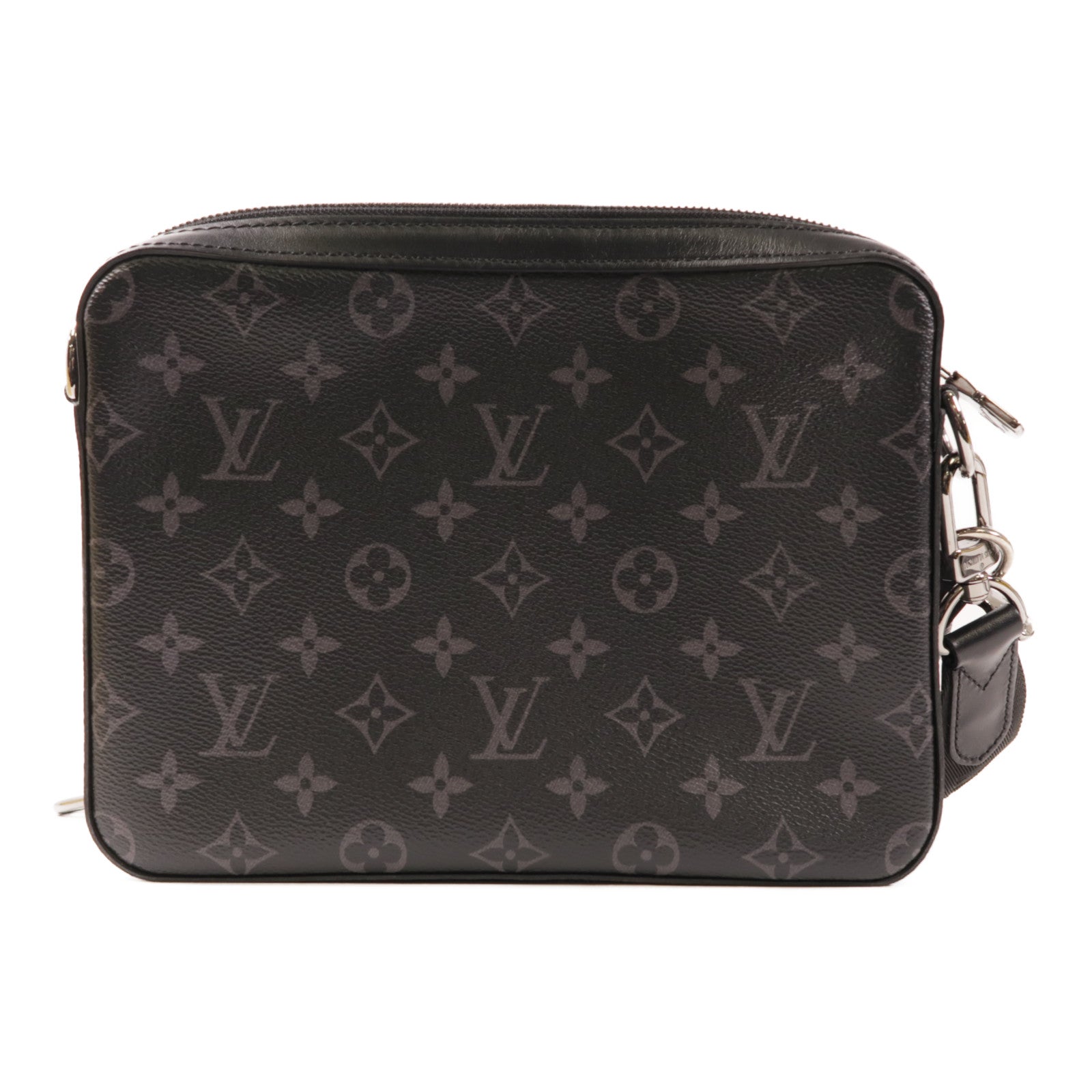 LOUIS VUITTON Monogram Eclipse Reverse Trio Messenger銀扣肩背袋灰色