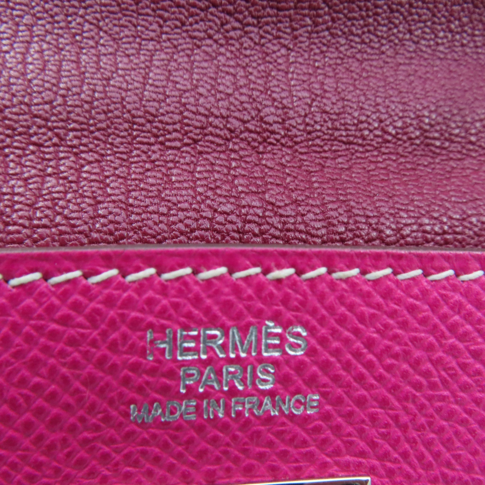 HERMES Epsom Leather Kelly 32 Silver Buckle Hand Shoulder Backpack Fluorescent Pink/Pink Purple