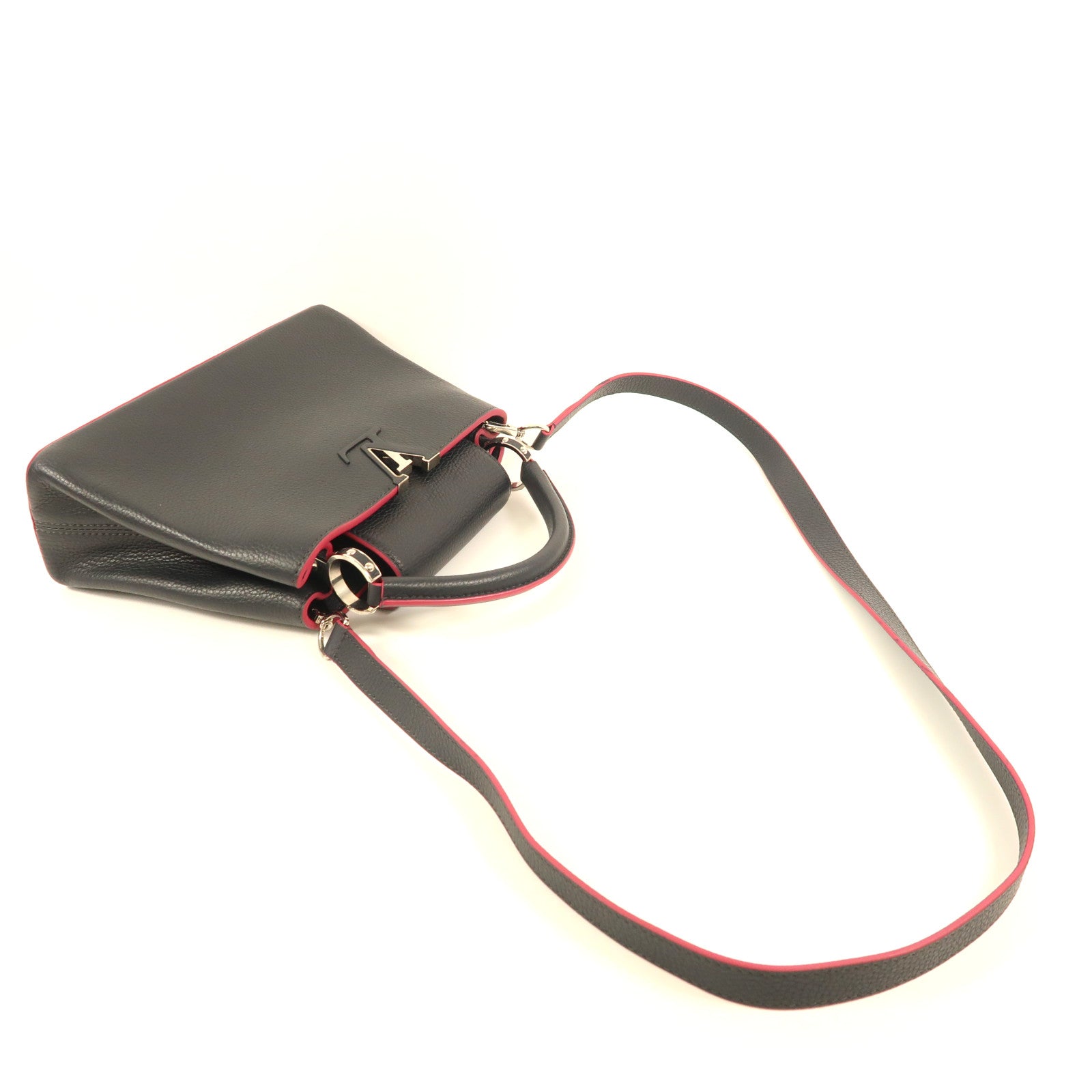 LOUIS VUITTON Taurillon Capucines BB銀扣手挽肩背兩用袋