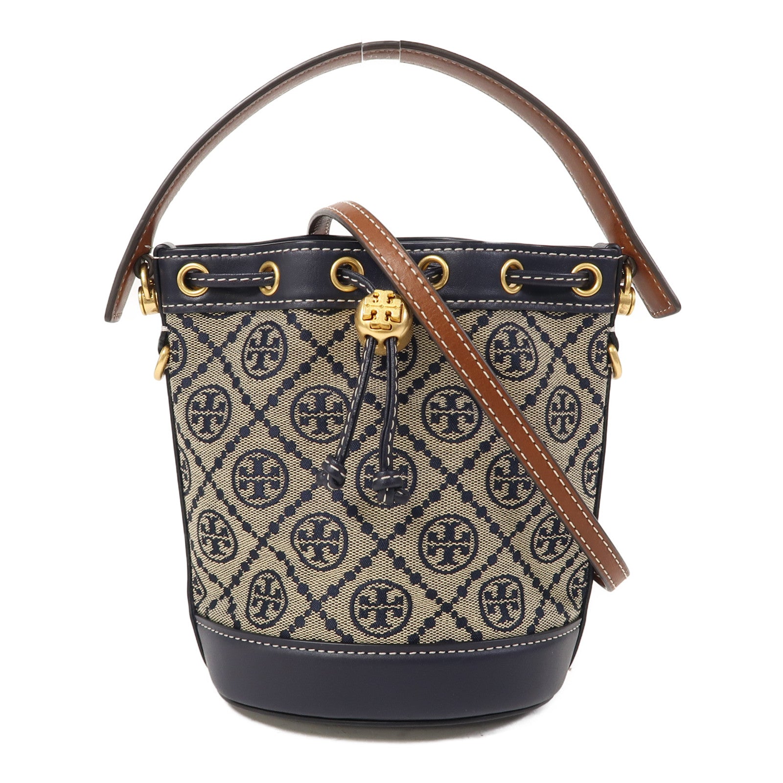 Tory Burch 帆布Shoulder Bag金扣手挽肩背兩用袋藍色