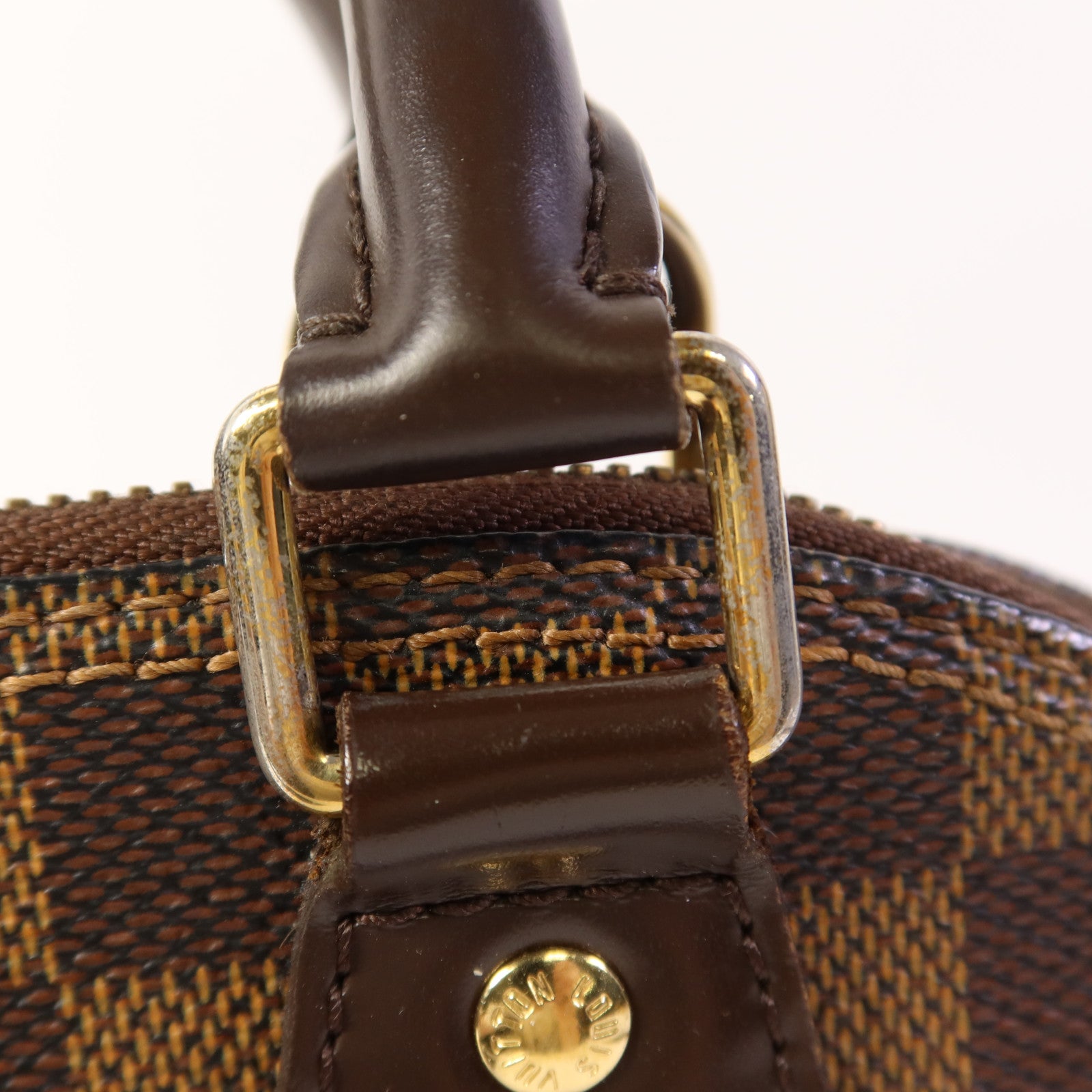 LOUIS VUITTON Damier Alma BB金扣手挽肩背兩用袋棕色