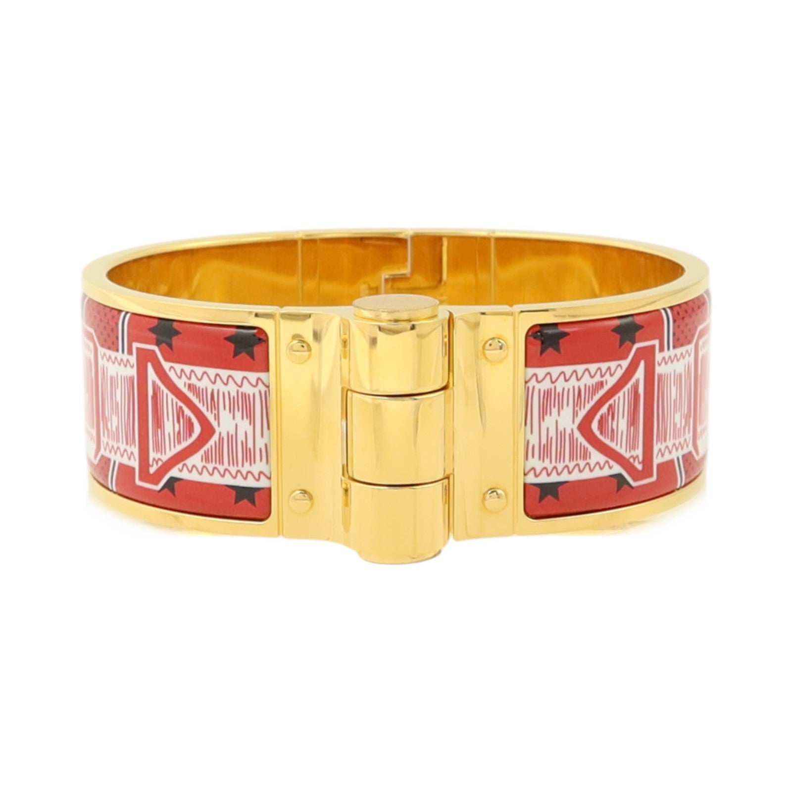 HERMES 金屬/琺瑯Charniere Wide Bangle金扣手鐲