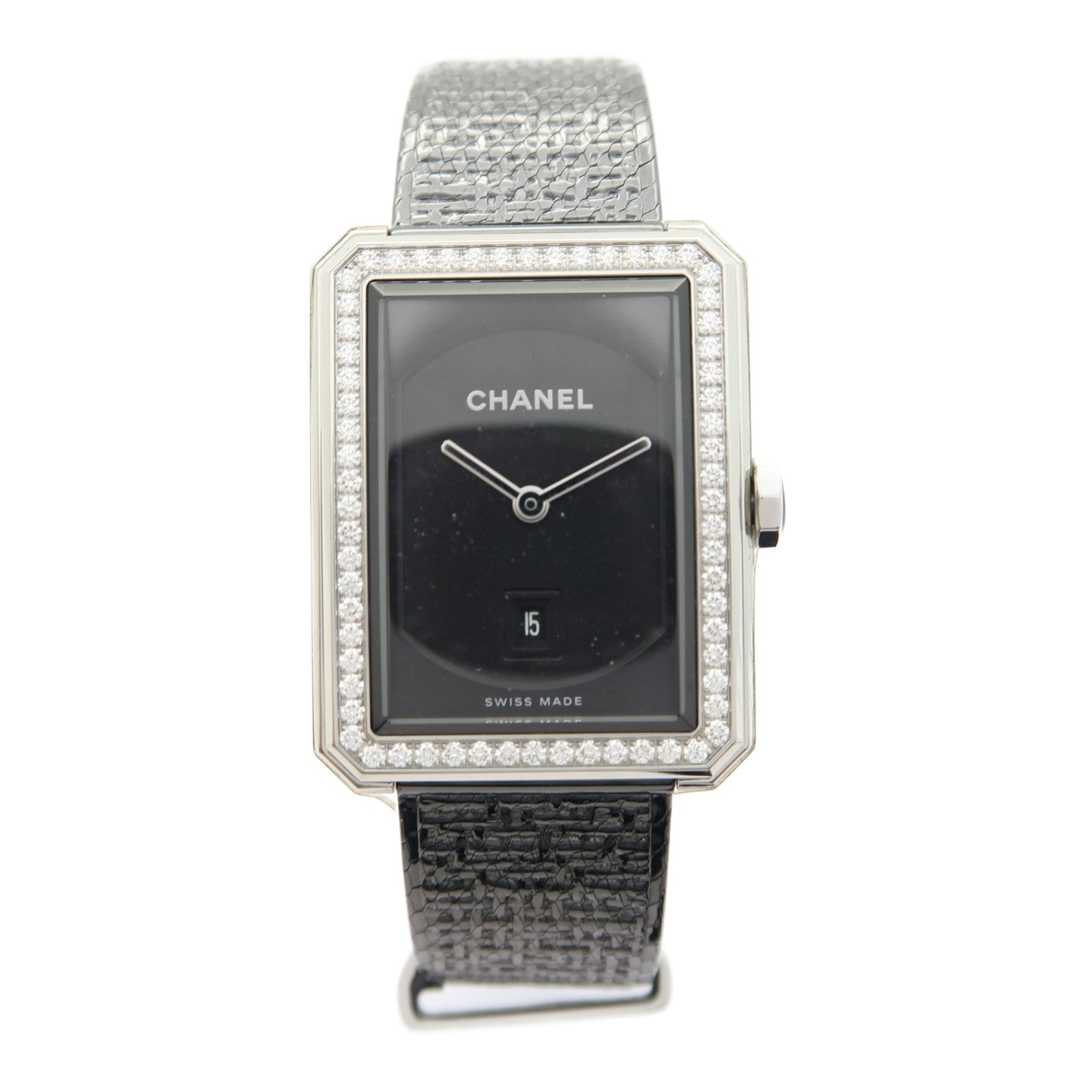 CHANEL Boy・Friend Tweed不鏽鋼手錶石英機芯黑色
