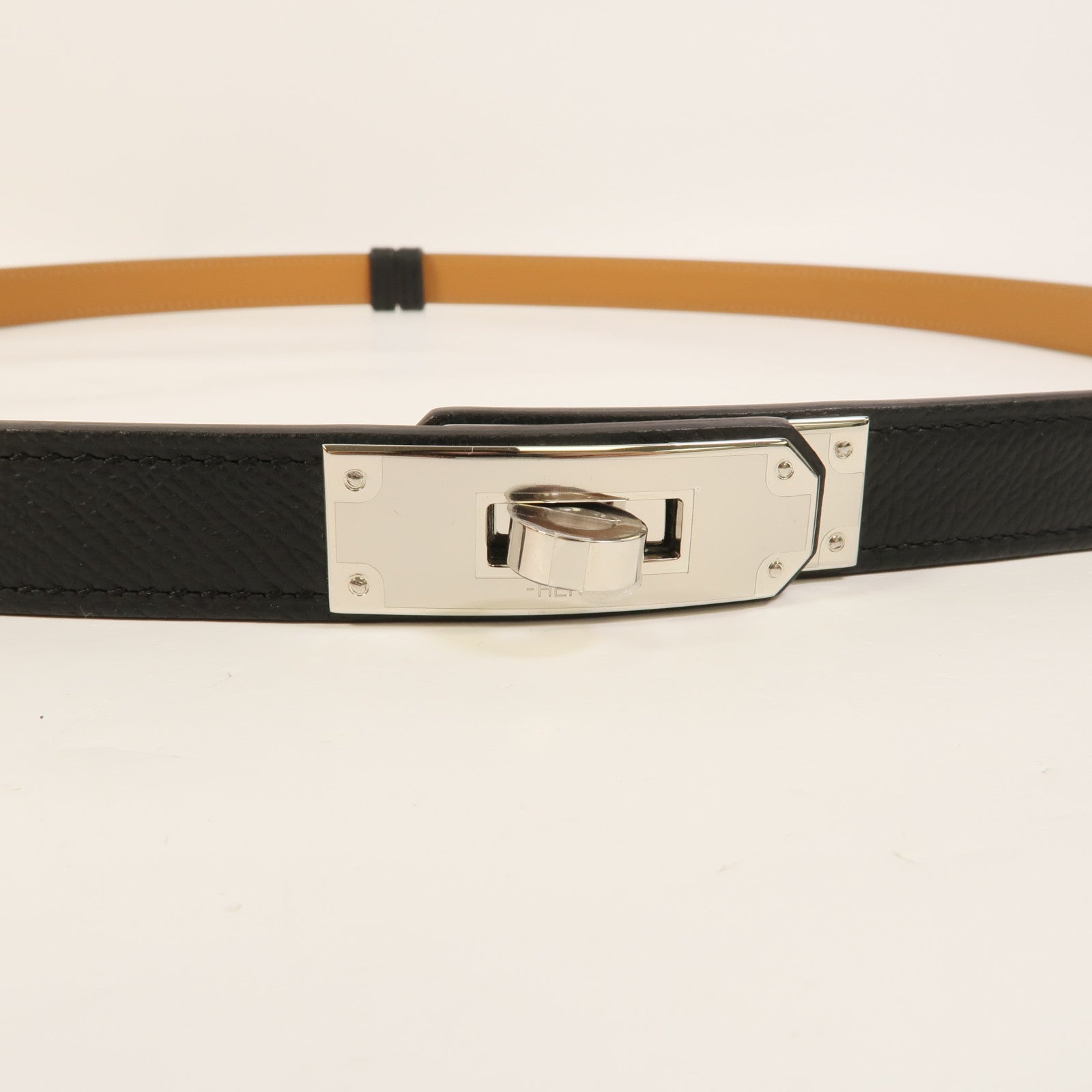 HERMES Epsom皮革Kelly 18 Belt皮帶Noir