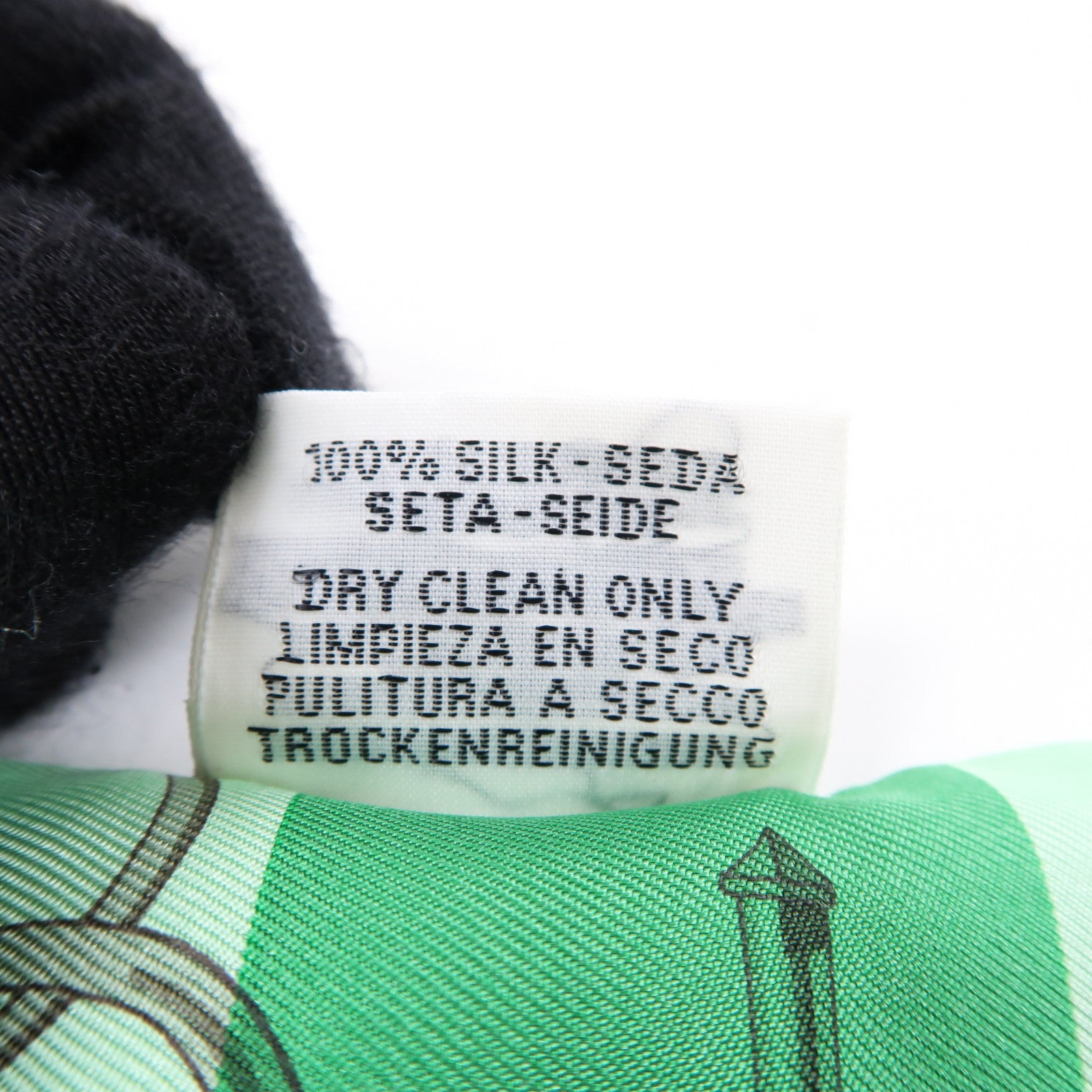 HERMES 絲質Twilly絲巾綠色/白色