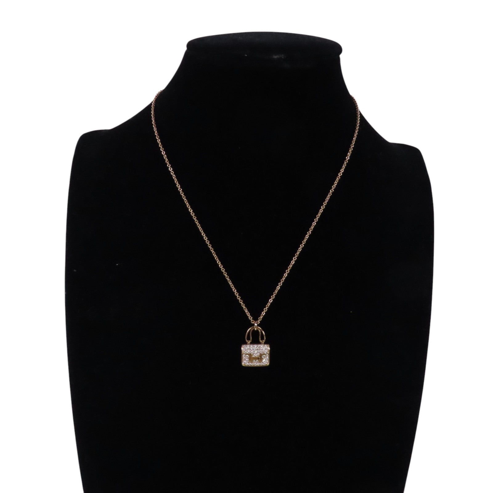 HERMES GHW Amulettes Constance Diamond Necklace 18K Rose Gold