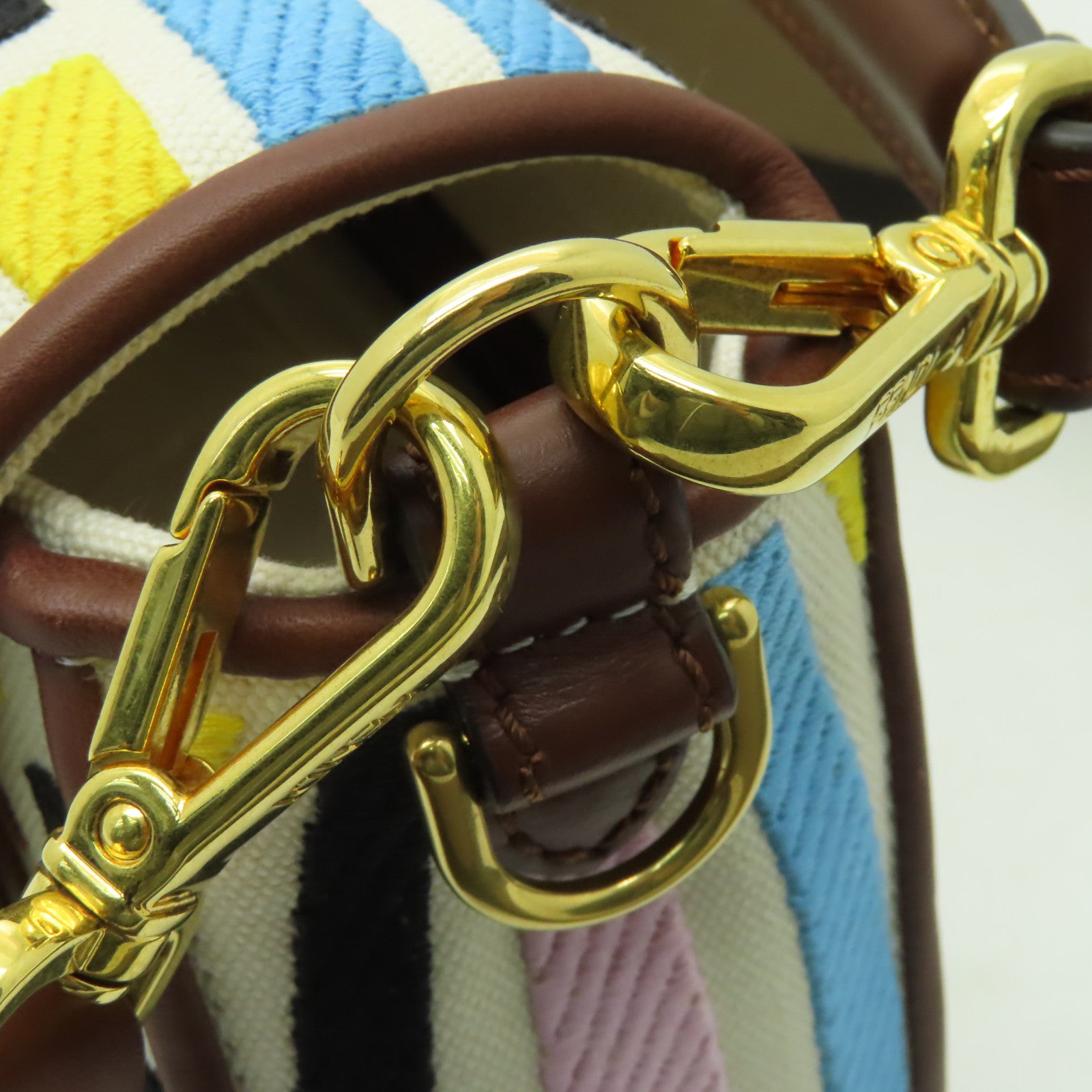 FENDI 【清倉大減價】帆布Baguette金扣手挽肩背兩用袋彩色