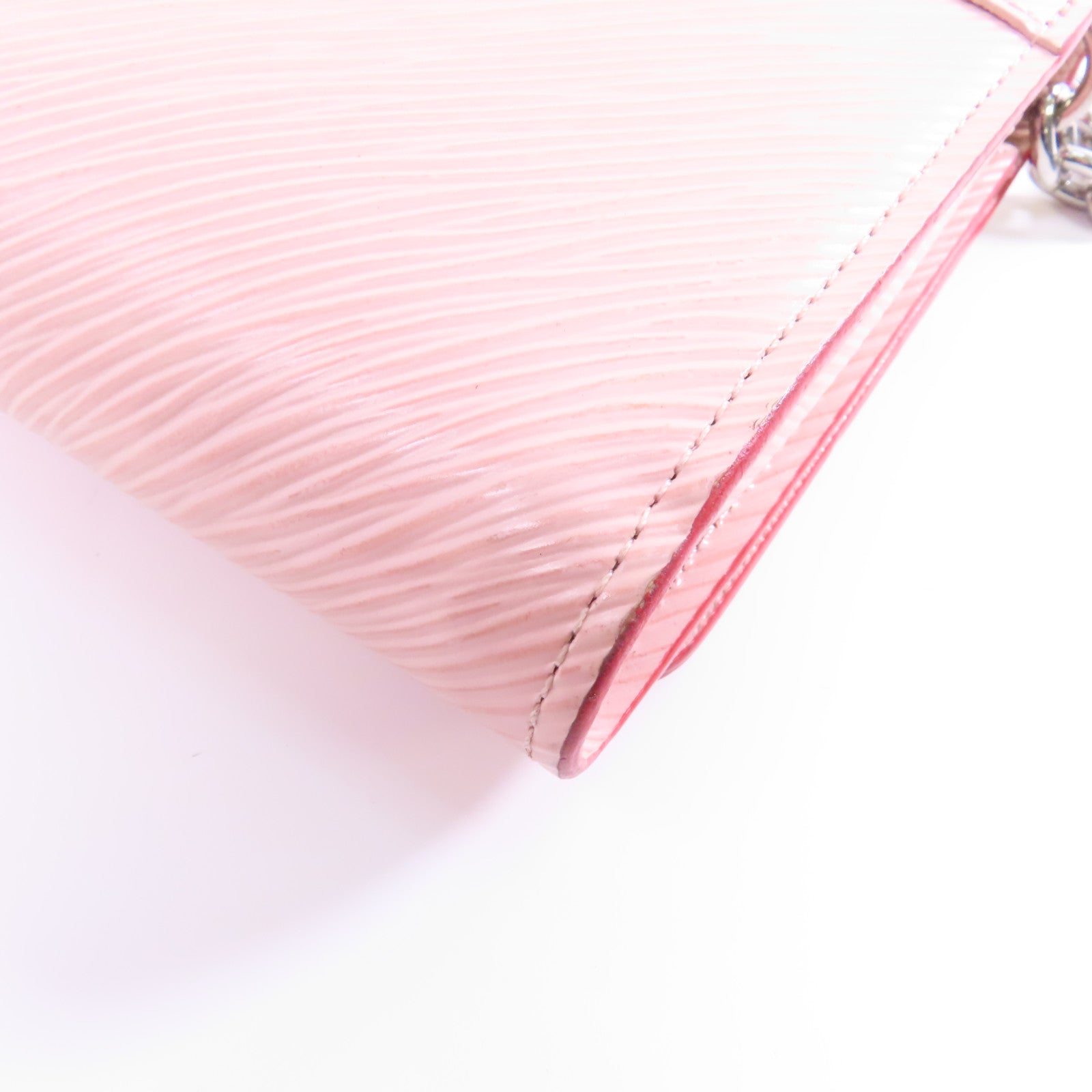 LOUIS VUITTON Epi Portefeuille Twist Chain銀扣鏈帶肩背袋粉紅色