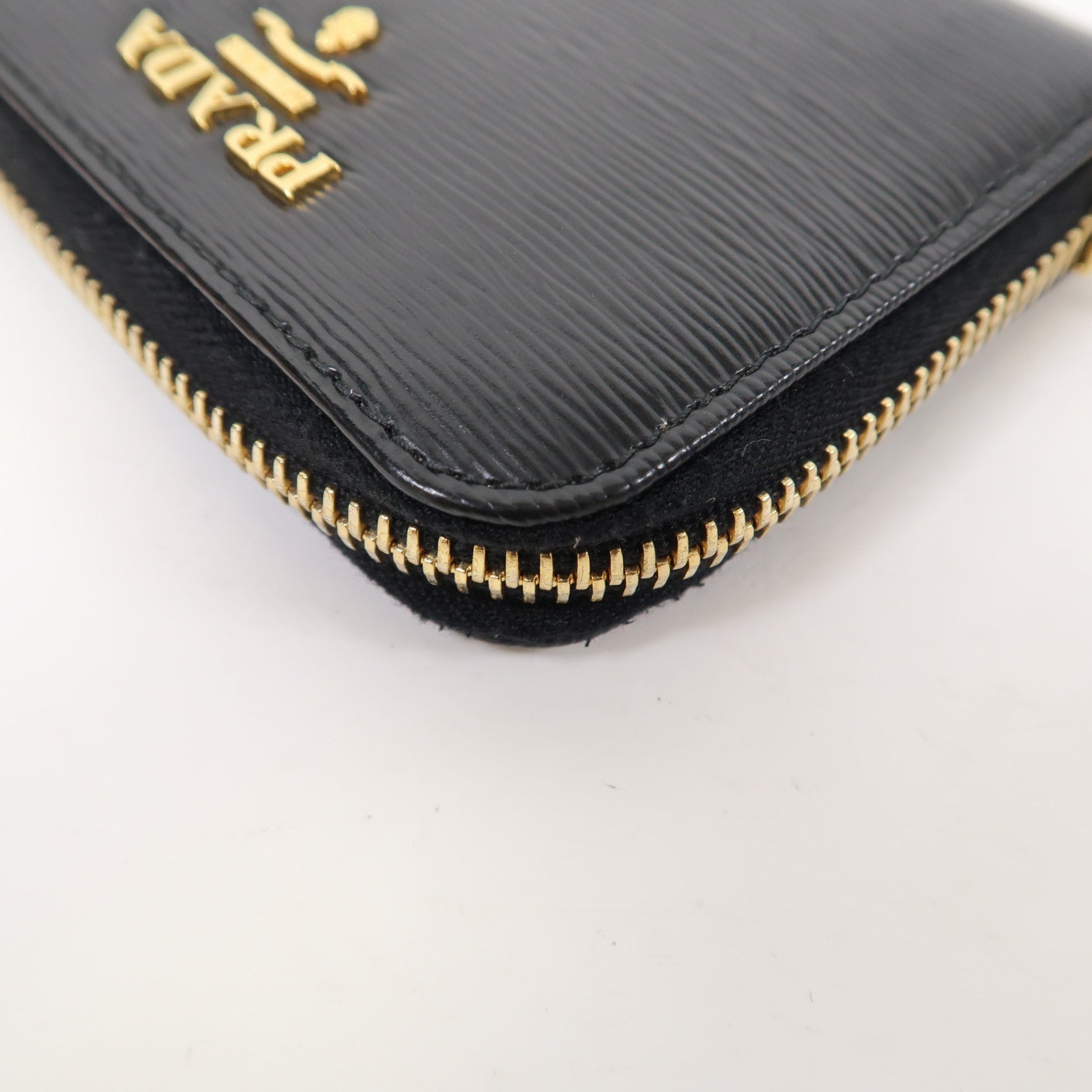 PRADA 【激減優惠】牛皮皮革Card Coin Case金扣卡片套/零錢包黑色