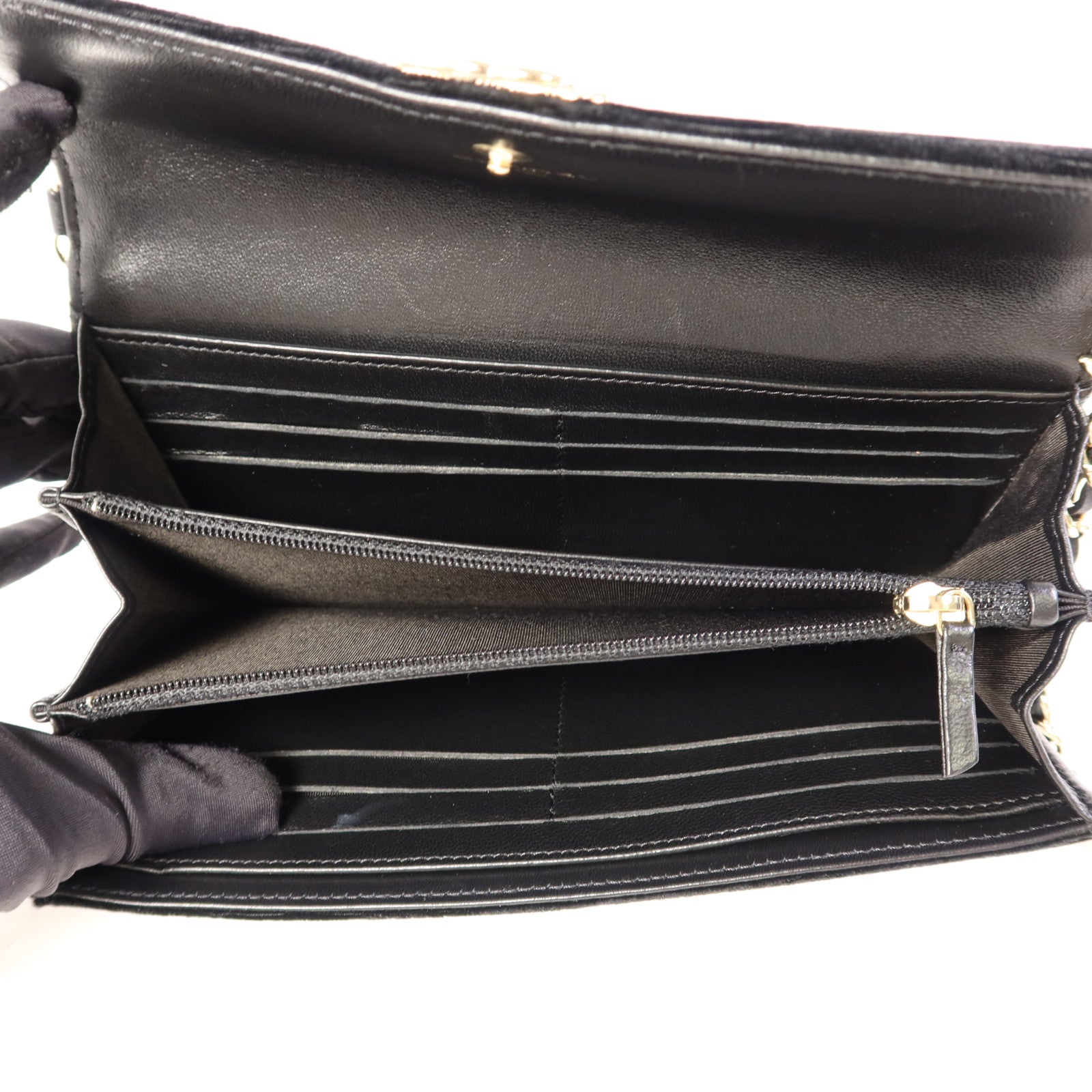 CHANEL 天鵝絨Chain Shoulder Bag金扣鏈帶肩背袋