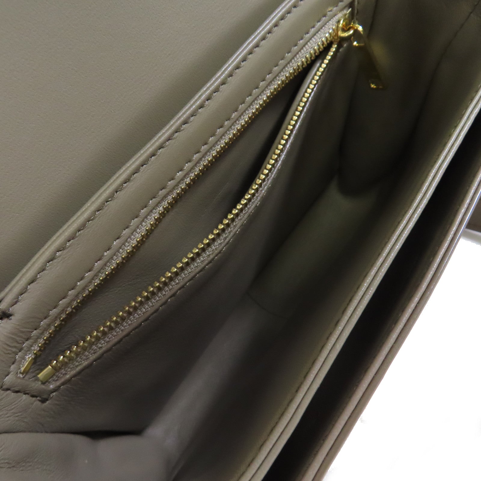 CELINE 牛皮皮革Teen Triomphe Shoulder Bag金扣肩背袋灰色