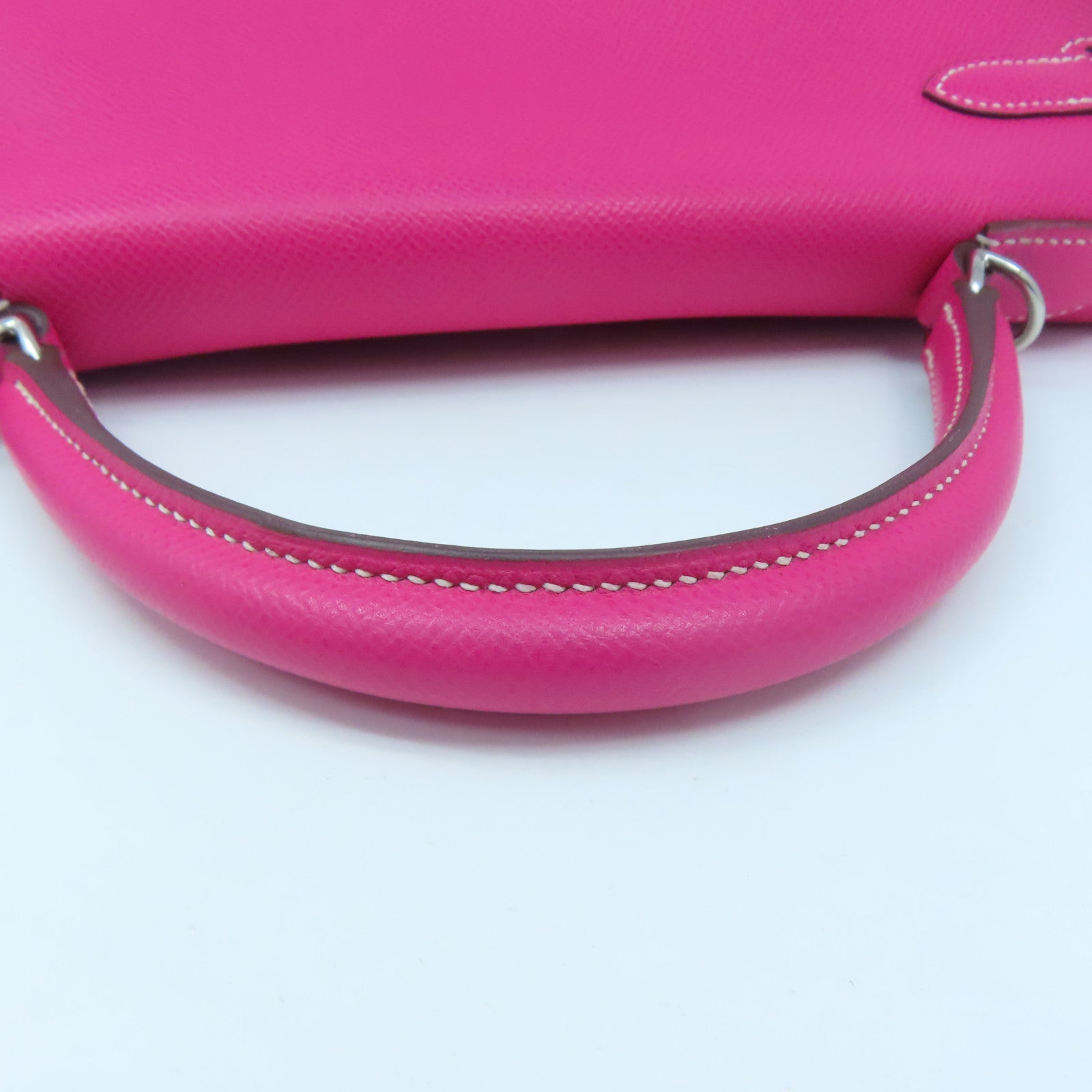 HERMES Epsom Leather Kelly 32 Silver Buckle Hand Shoulder Backpack Fluorescent Pink/Pink Purple