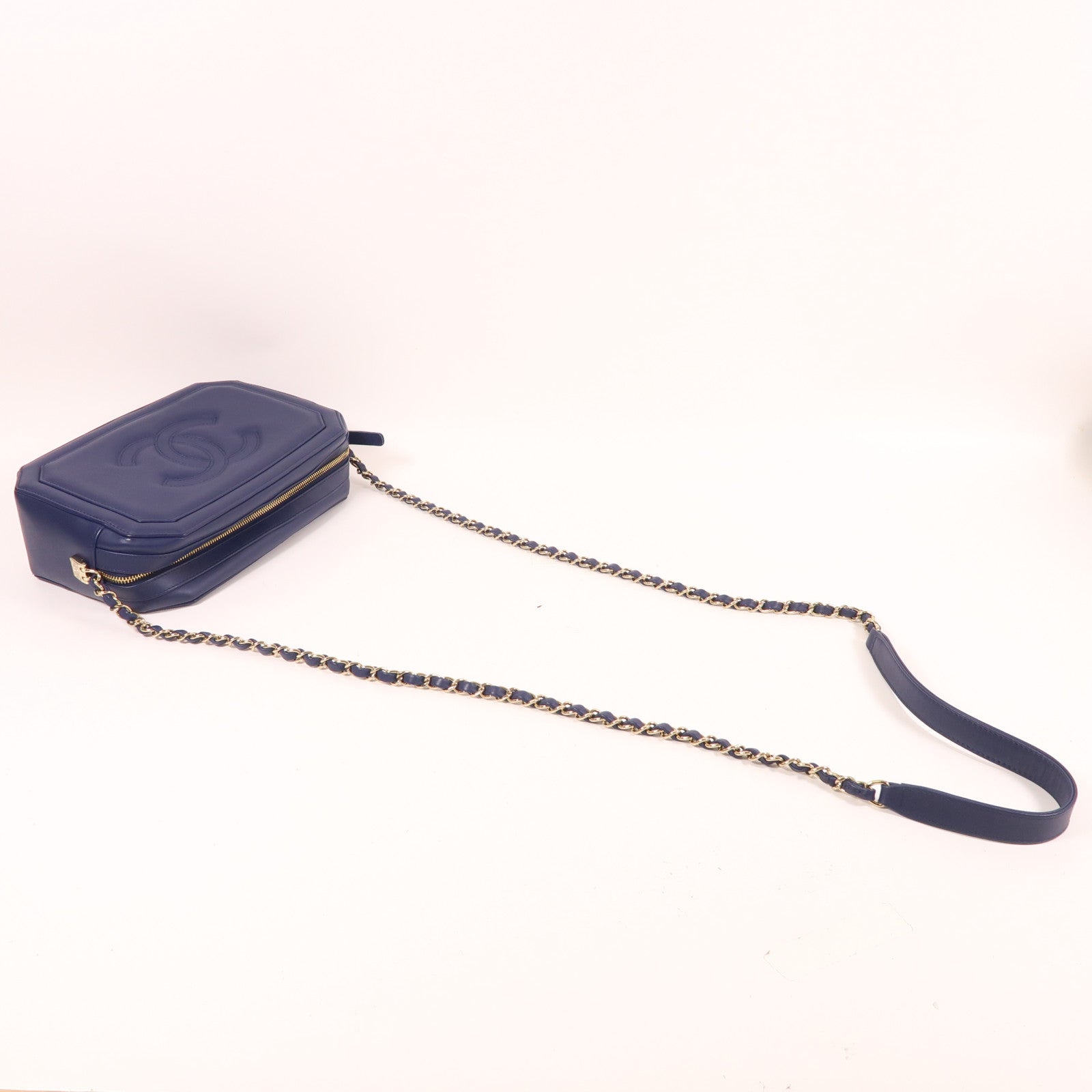 CHANEL 【激減優惠】牛皮皮革Shoulder Bag金扣鏈帶肩背袋藍色