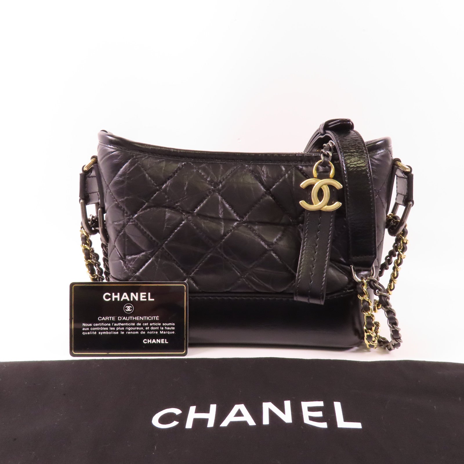 CHANEL 牛皮皮革Gabrielle鏈帶肩背袋