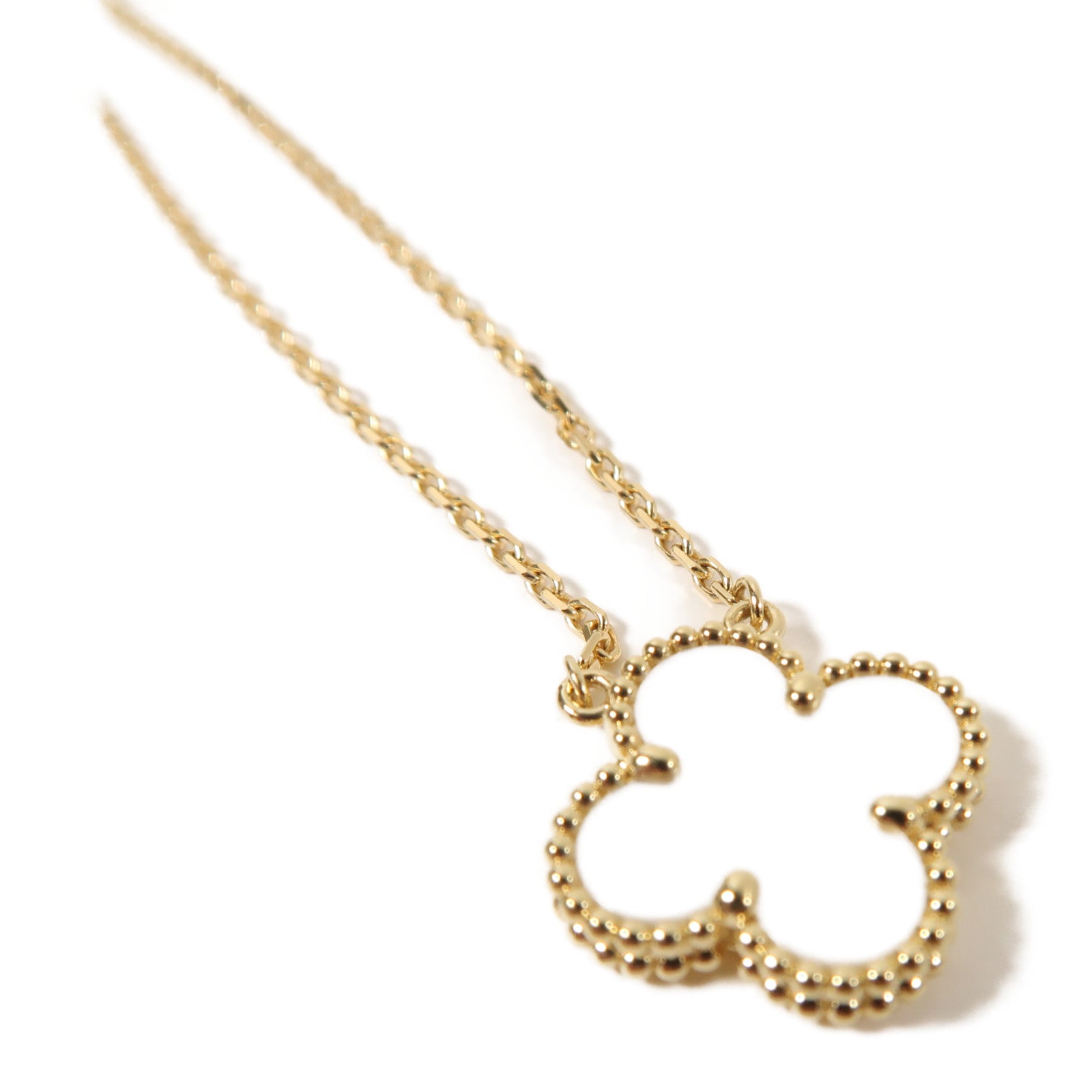 Van Cleef & Arpels 18K黃金/珍珠貝母Vintage Alhambra Necklace項鍊白色/金色