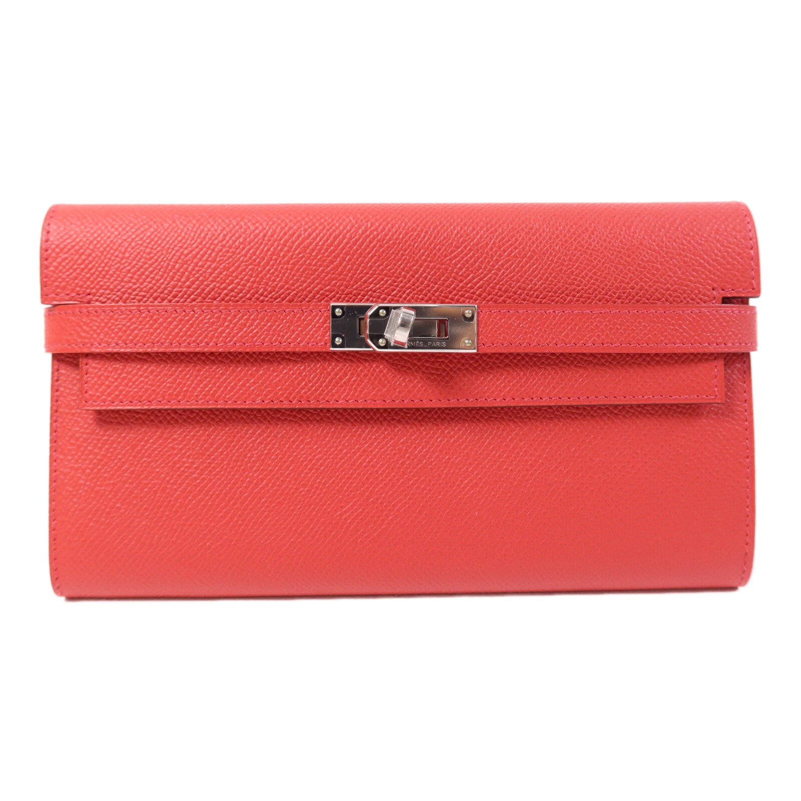 HERMES 【激減優惠】Epsom皮革Kelly Long Wallet銀扣長錢包Bougainvillea