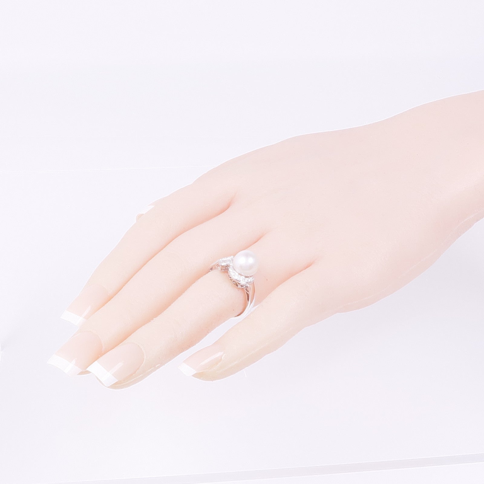 JEWELRY 18K白金Pearl Diamond Ring珍珠鑽石戒指US#6