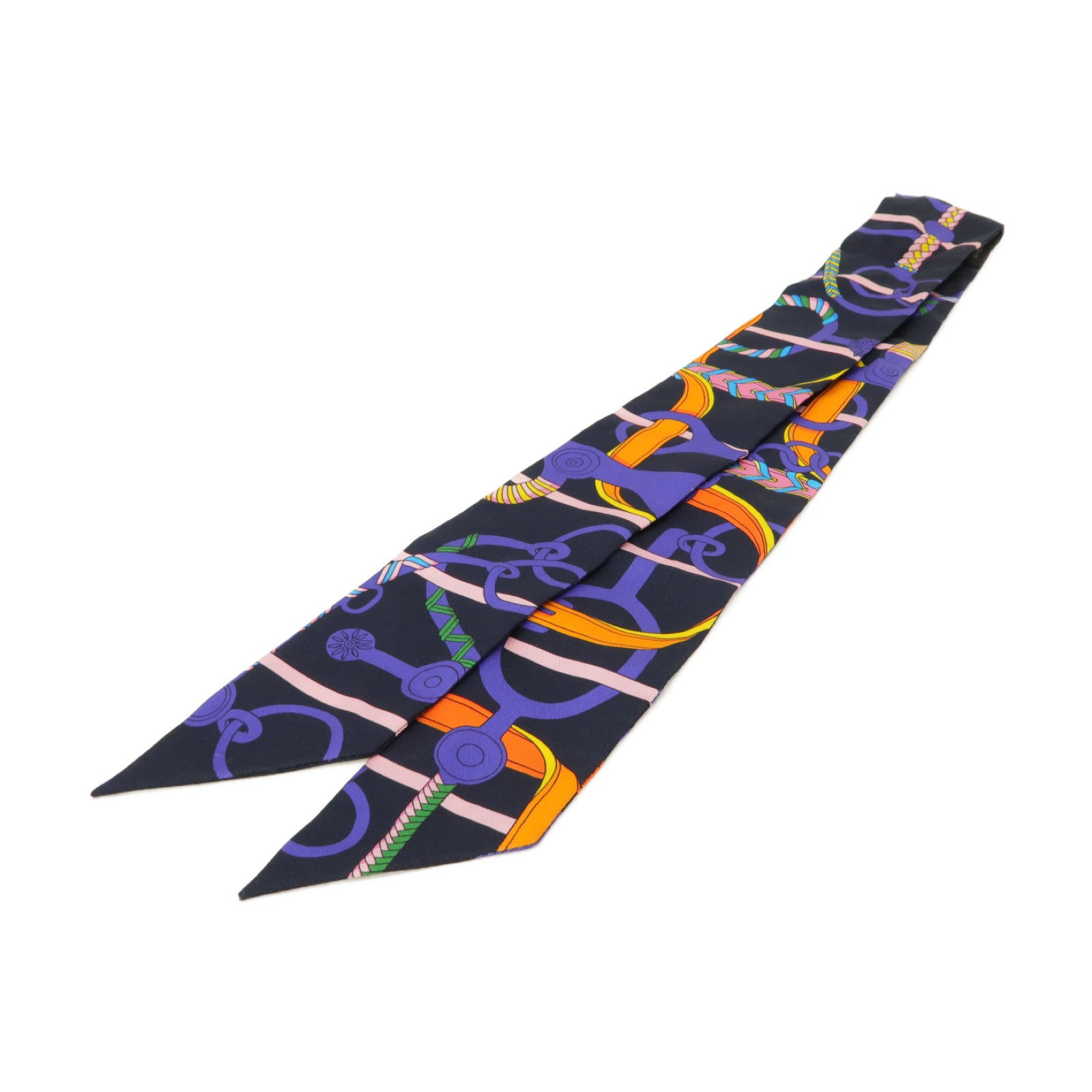 HERMES 【激減優惠】絲質Twilly絲巾黒色/彩色