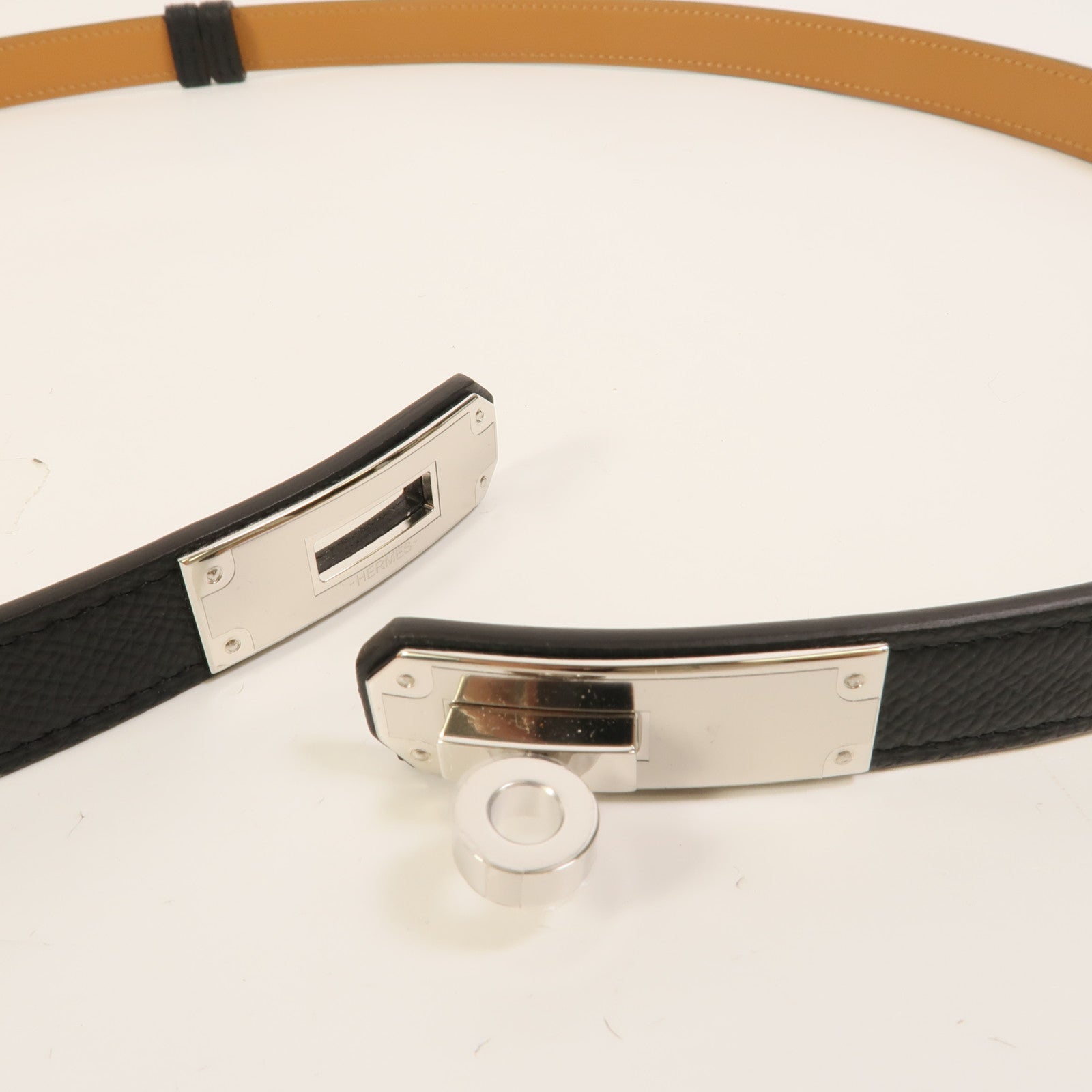 HERMES Epsom皮革Kelly 18 Belt皮帶Noir
