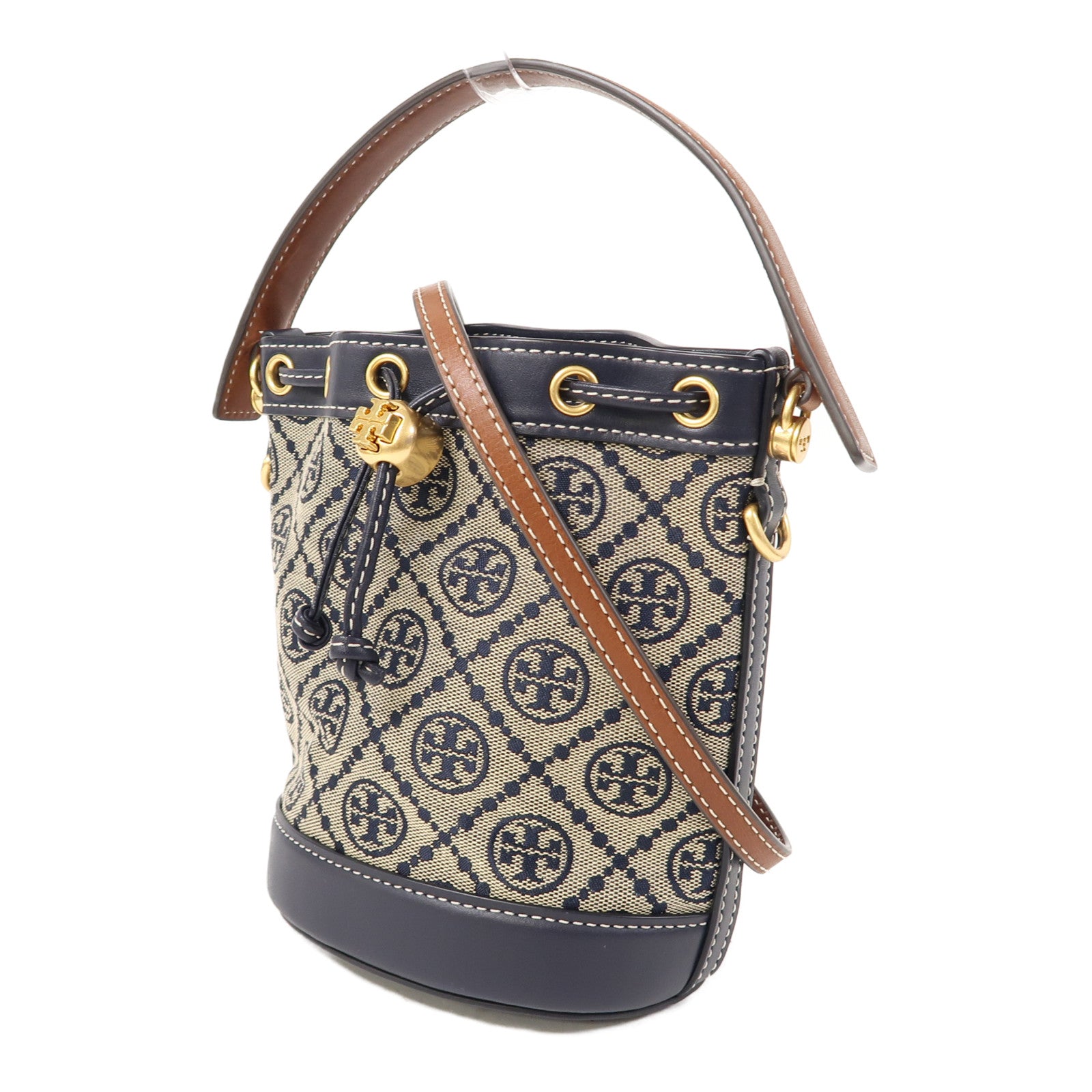 Tory Burch 帆布Shoulder Bag金扣手挽肩背兩用袋藍色