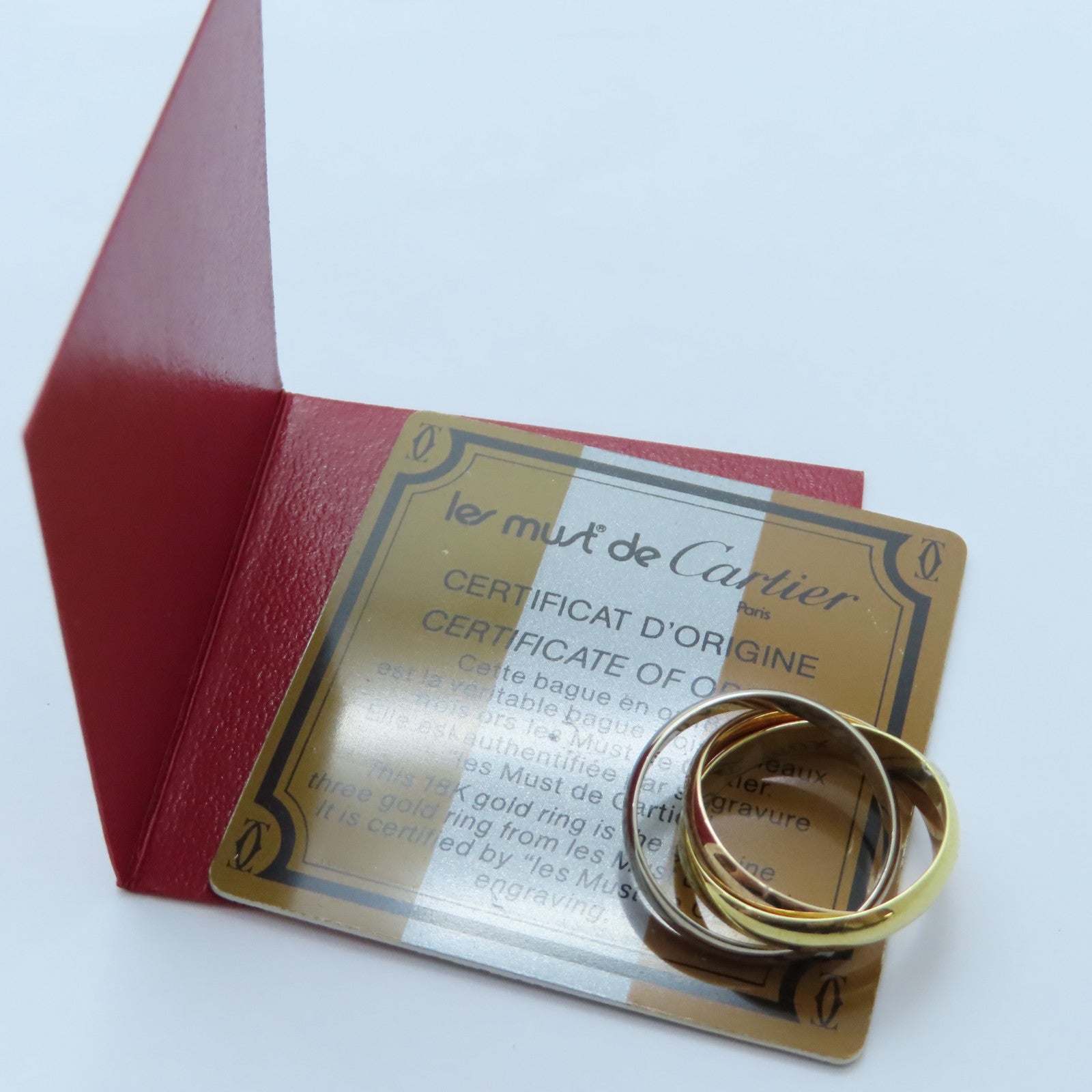 CARTIER 18K黃金/白金/玫瑰金Trinity Ring戒指Cartier#53/US#6.75