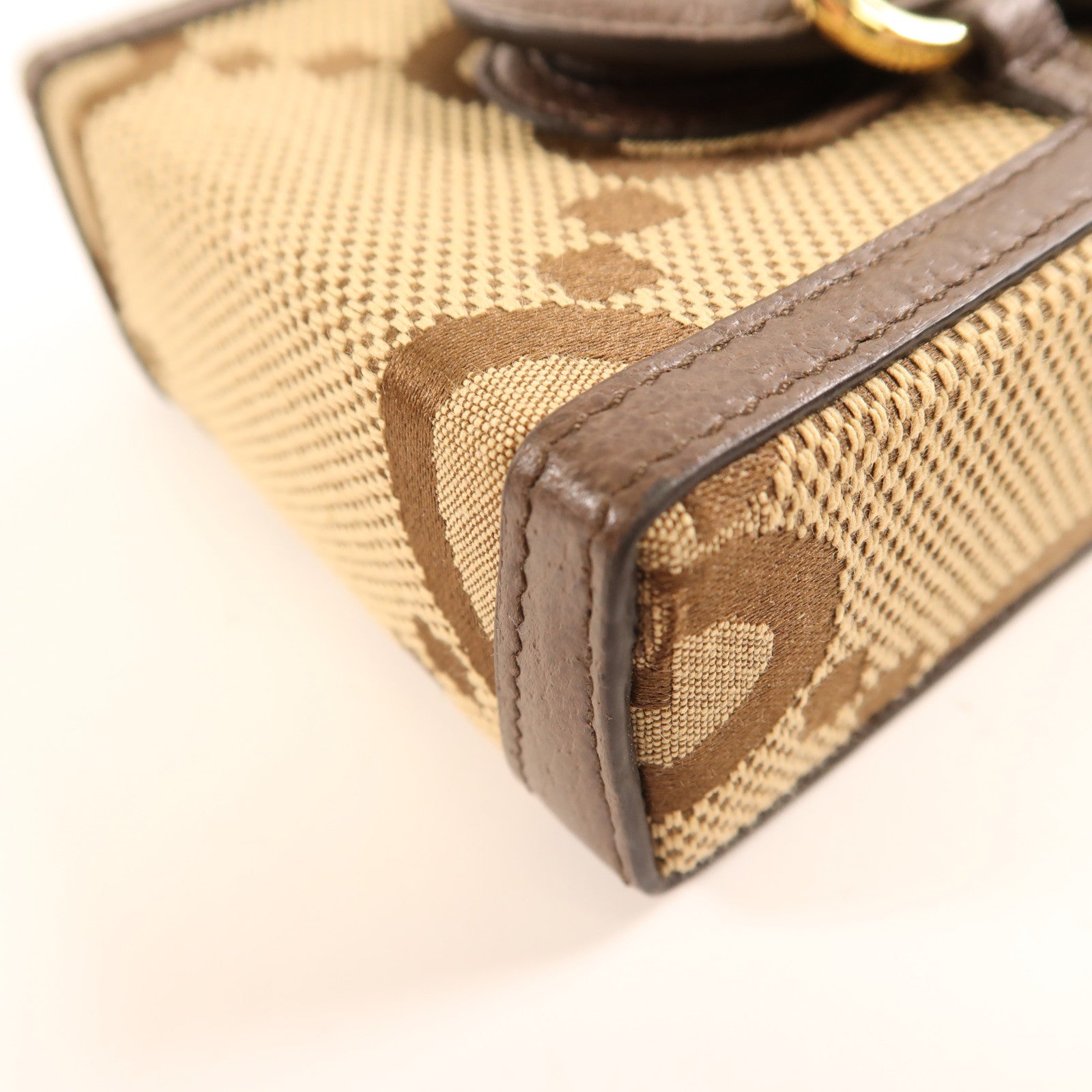 GUCCI GG GHW 1955 Horsebit Jumbo GG Shoulder Bag 625615 Canvas  Brown