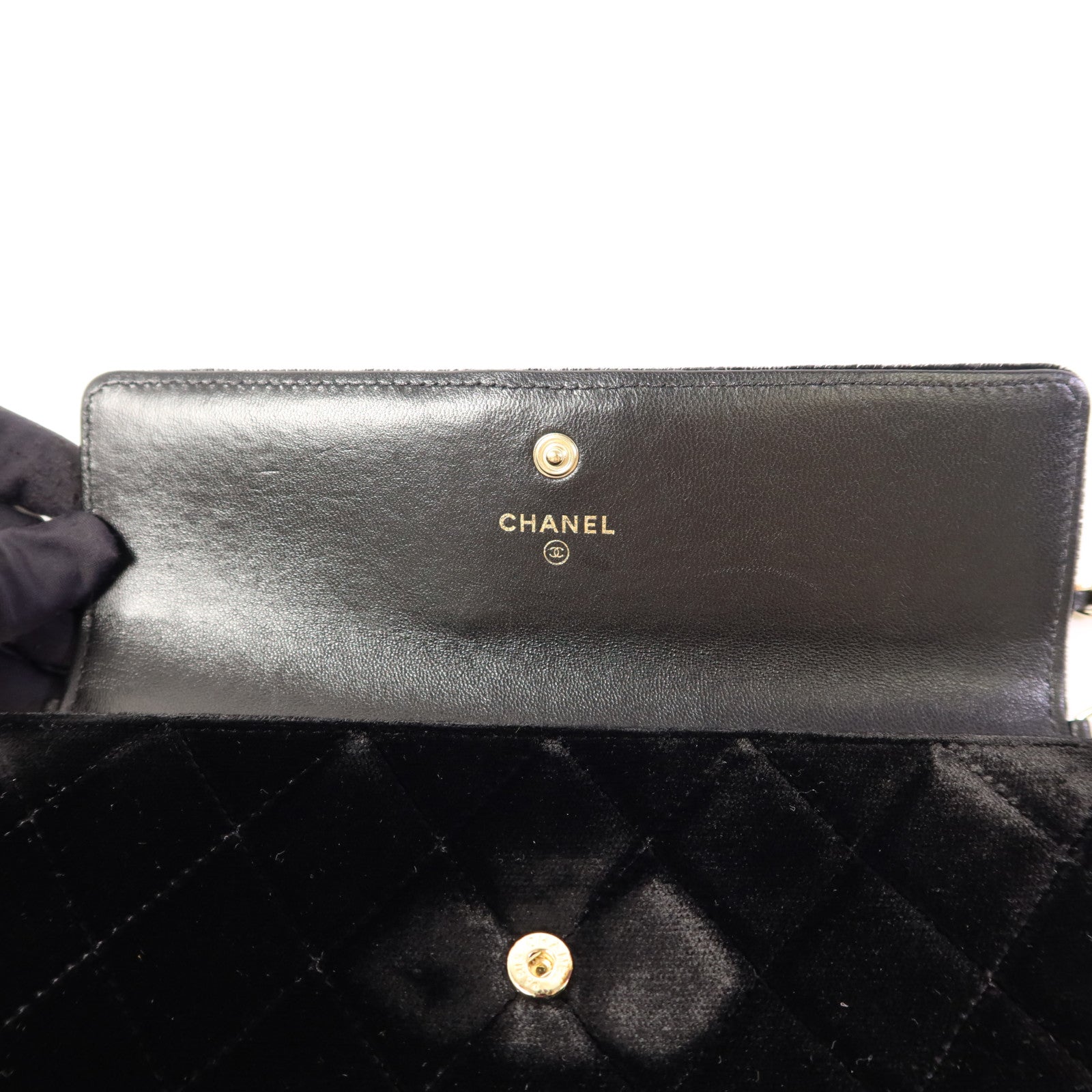 CHANEL 天鵝絨Chain Shoulder Bag金扣鏈帶肩背袋