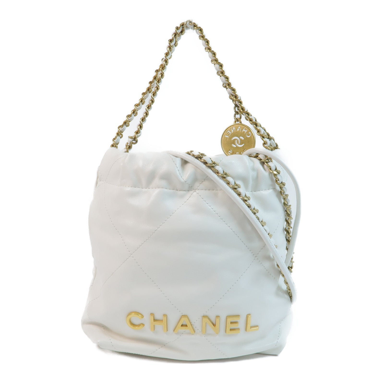 CHANEL 牛皮皮革22 Mini Handbag金扣手挽肩背兩用袋