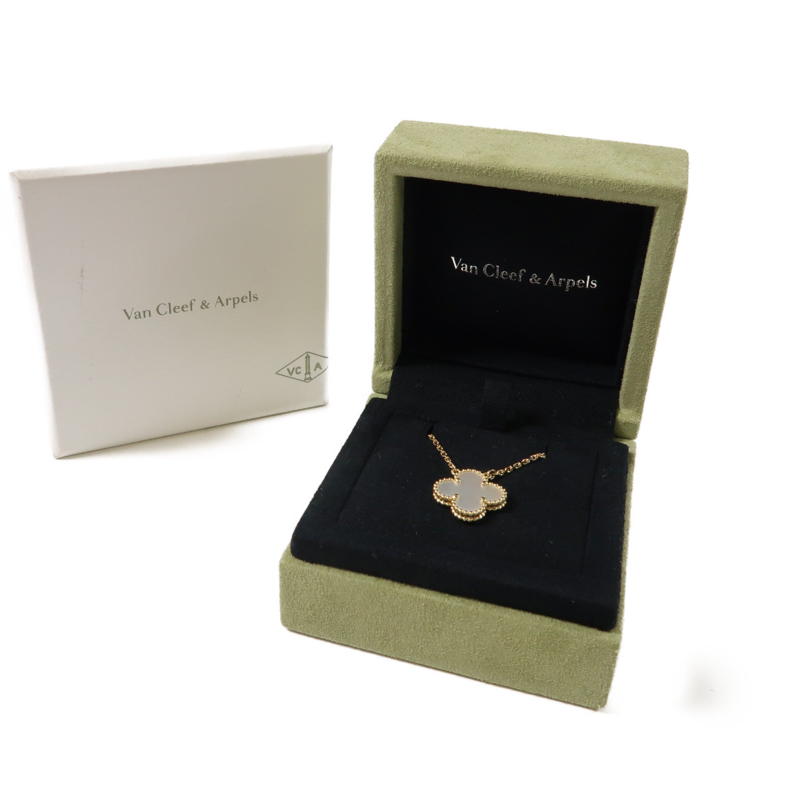 Van Cleef & Arpels 18K黃金/珍珠貝母Vintage Alhambra Necklace項鍊白色/金色
