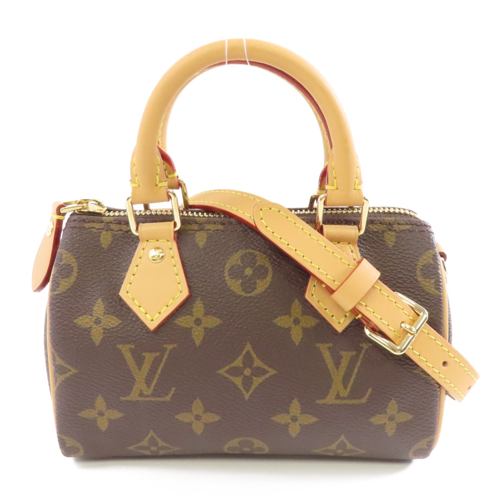 LOUIS VUITTON Monogram Nano Speedy金扣手挽肩背兩用袋啡色