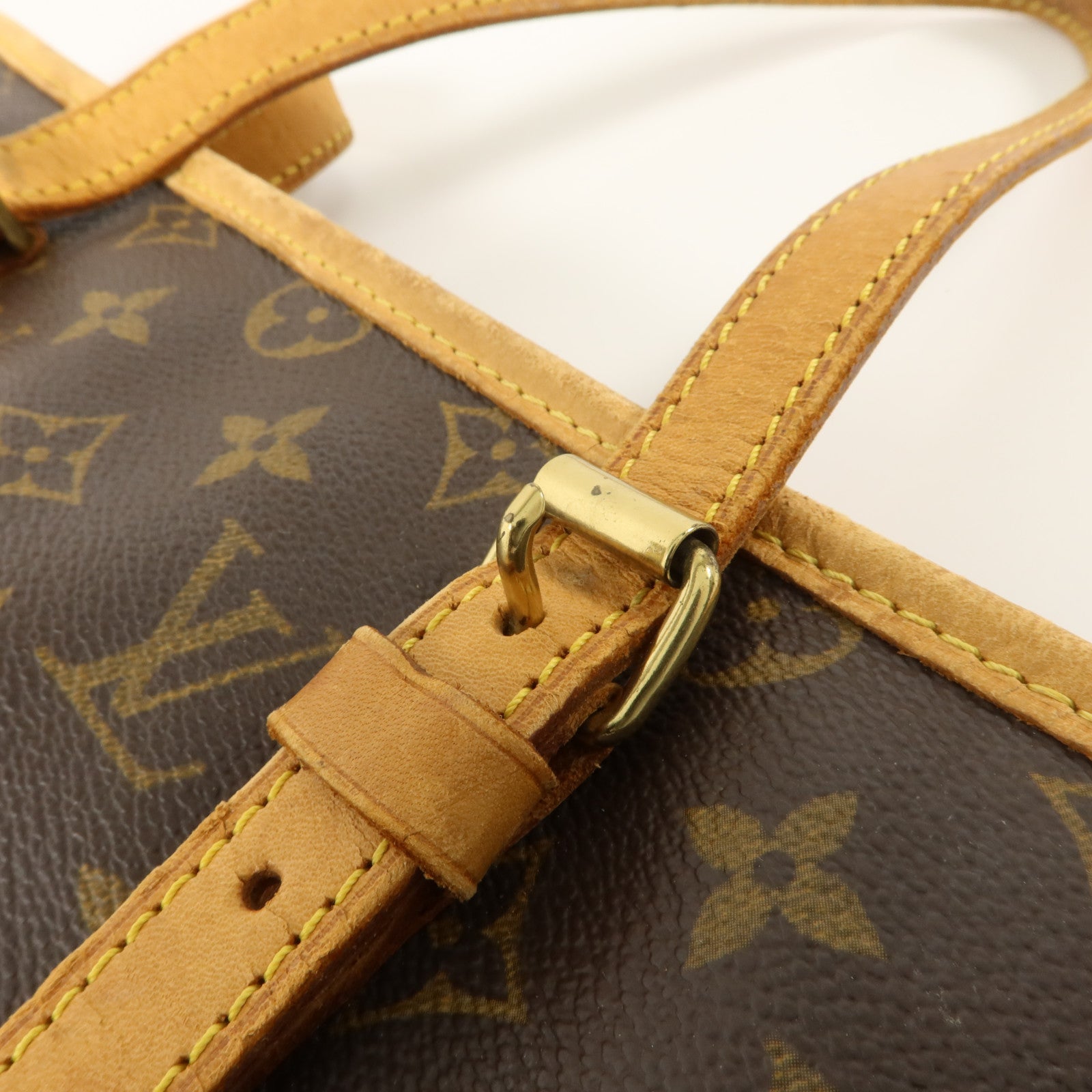 LOUIS VUITTON Monogram Bucket GM金扣手挽袋棕色