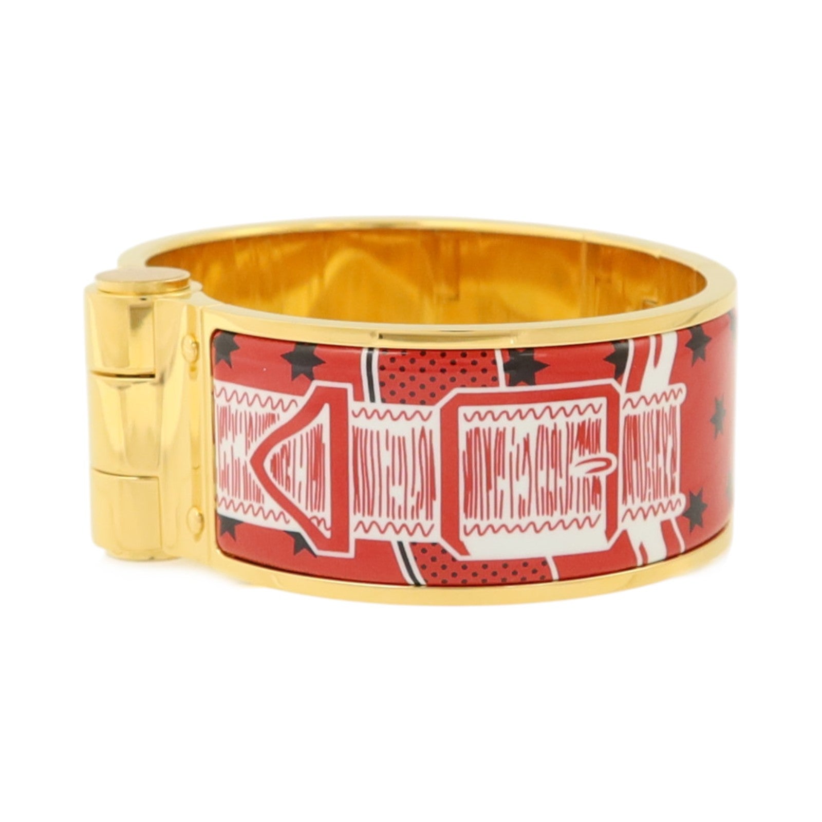HERMES 金屬/琺瑯Charniere Wide Bangle金扣手鐲