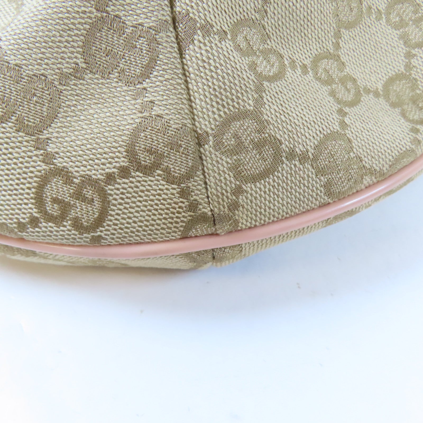 GUCCI 帆布Canvas Messenger Bag金扣肩背袋啡色/粉紅色