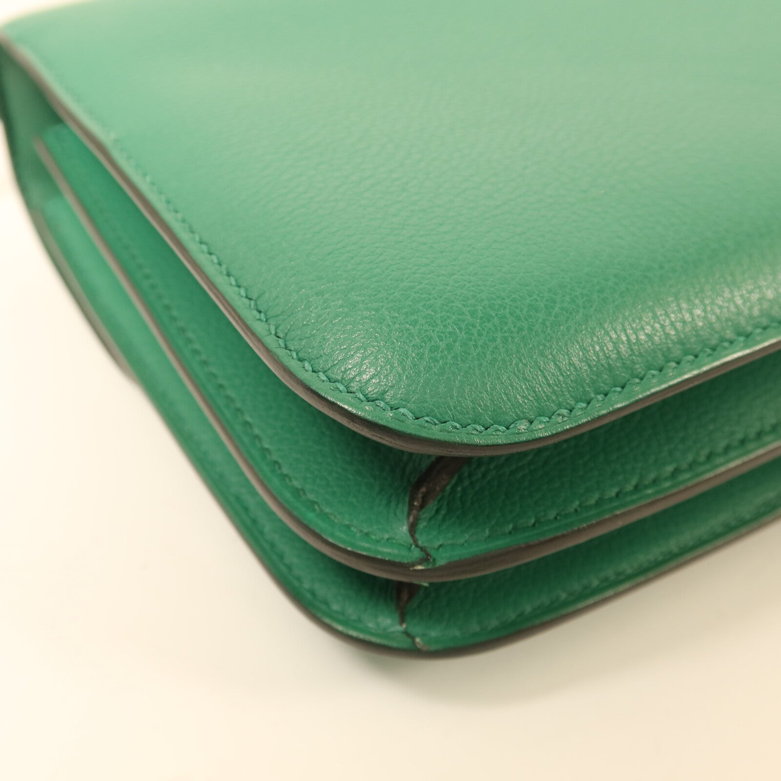 HERMES Evercolor皮革Constance Mini銀扣肩背袋Vert Vertigo