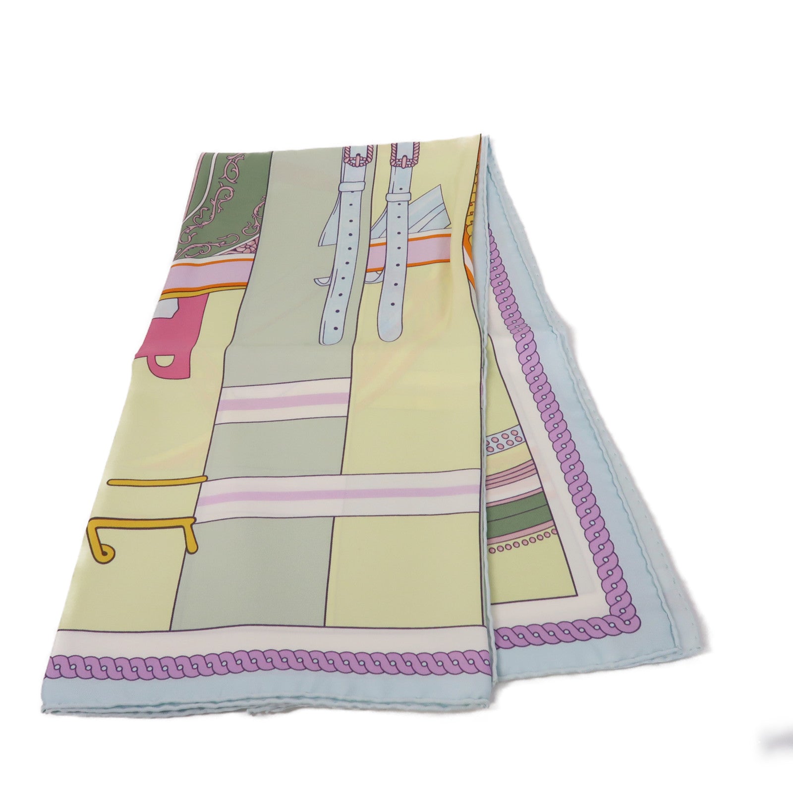 HERMES 【激減優惠】絲質Scarf 90cmx90cm絲巾綠色/黃色/粉紅色
