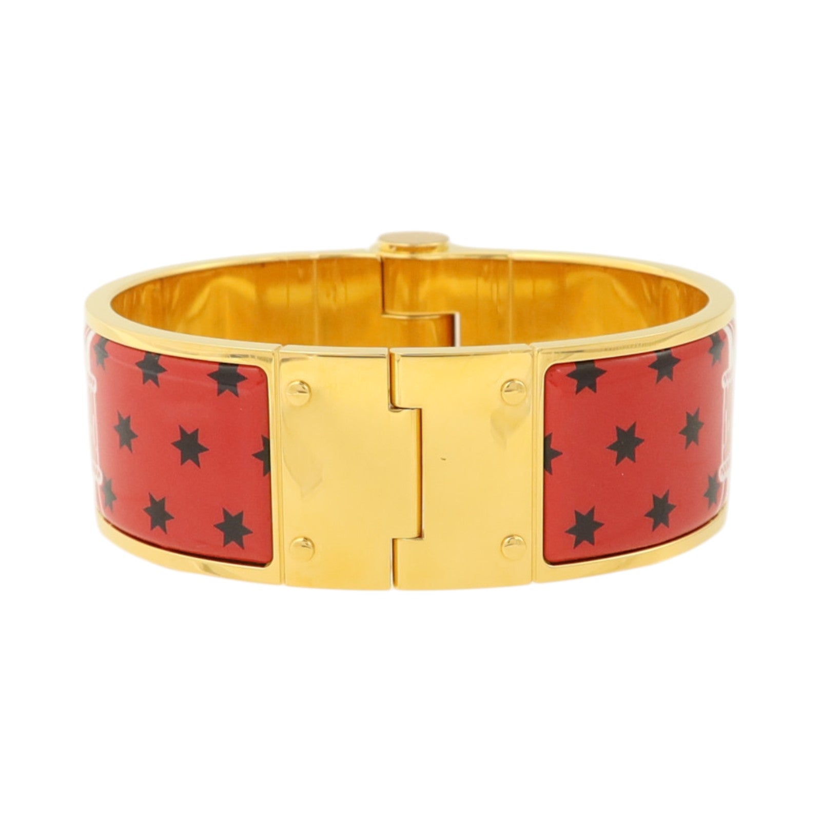 HERMES 金屬/琺瑯Charniere Wide Bangle金扣手鐲