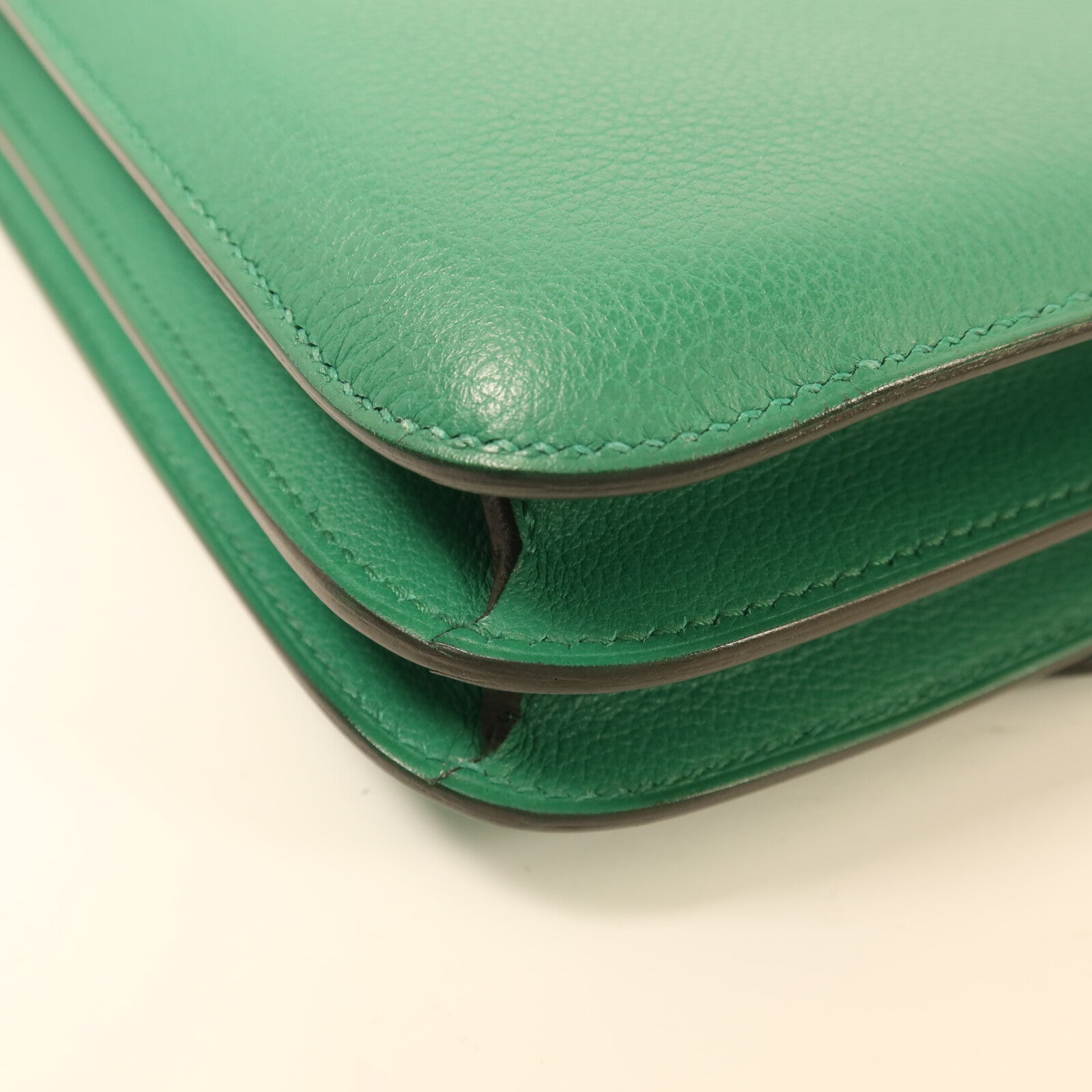 HERMES Evercolor皮革Constance Mini銀扣肩背袋Vert Vertigo