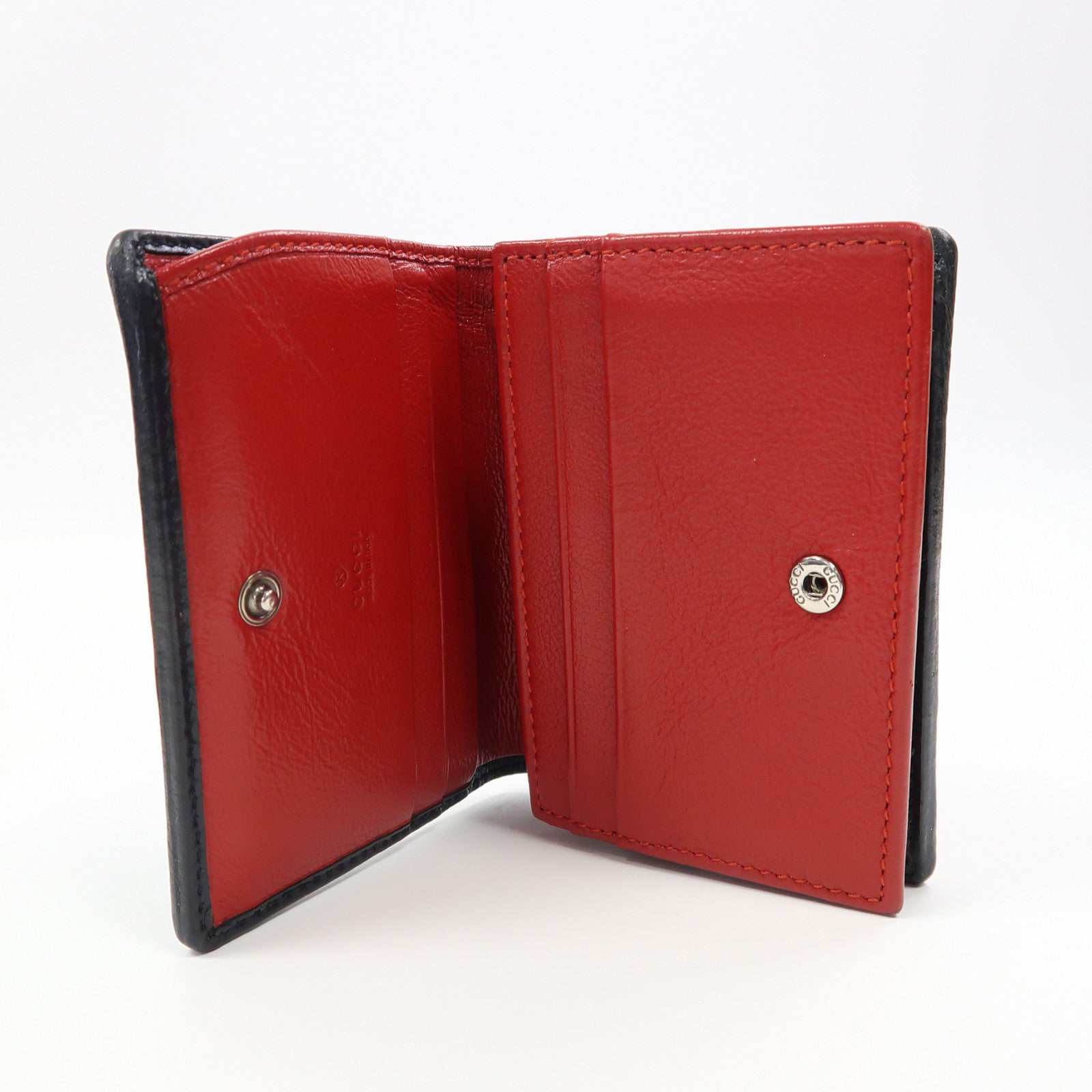 GUCCI 帆布Wallet銀扣自動錢包藍色/粉紅色