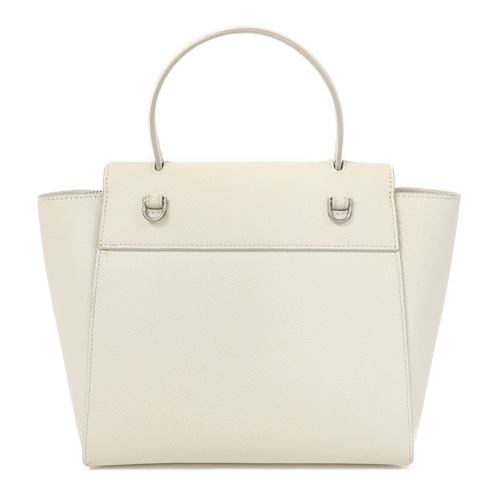 CELINE 牛皮皮革Hand Bag銀扣手挽肩背兩用袋米白色